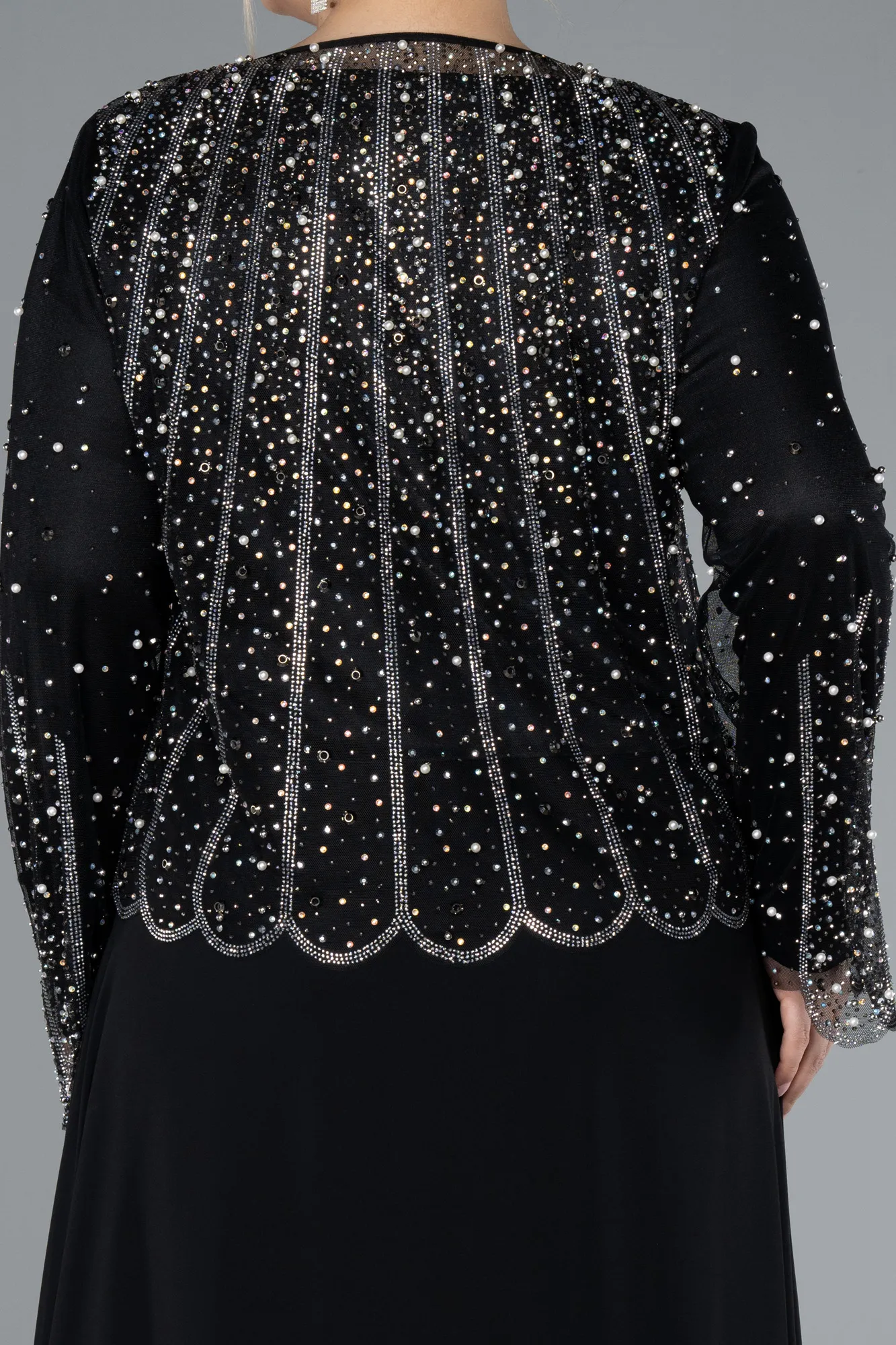 Black-Long Chiffon Plus Size Evening Gown ABU4629