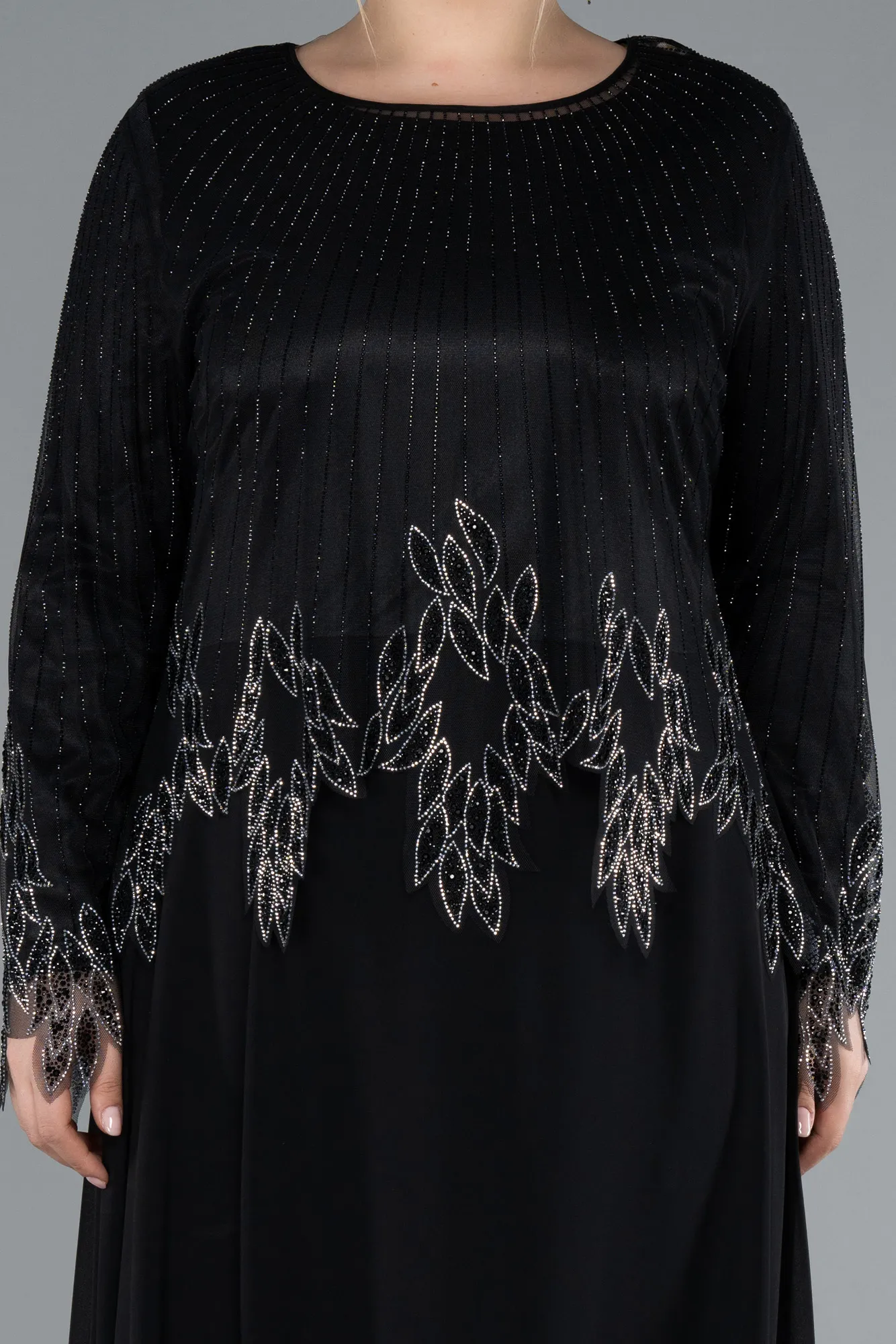 Black-Long Chiffon Plus Size Evening Gown ABU4631