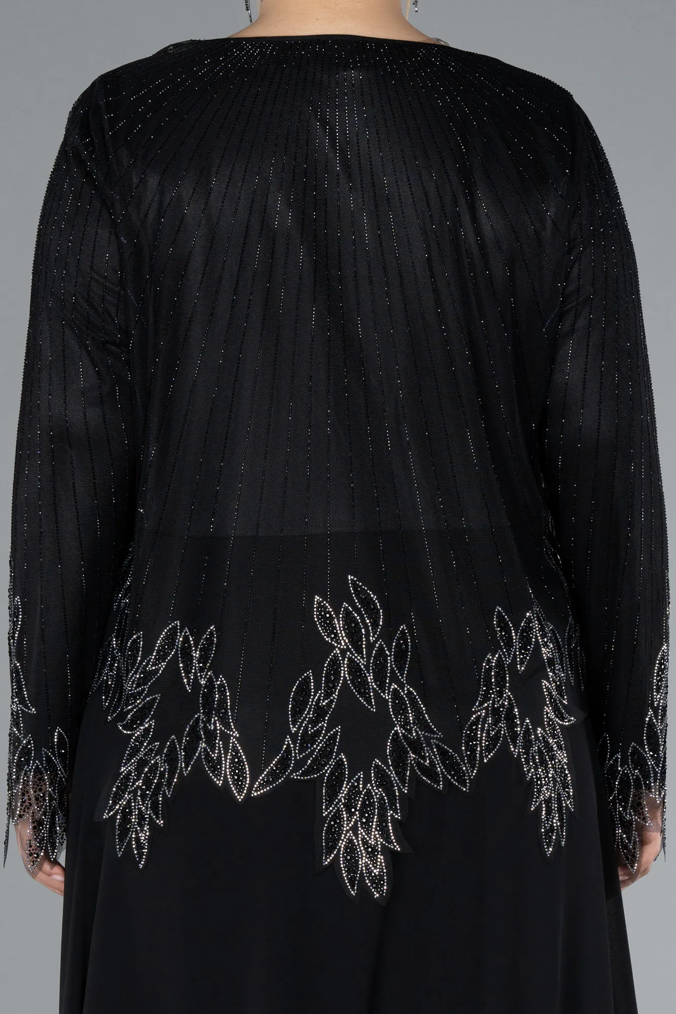 Black-Long Chiffon Plus Size Evening Gown ABU4631