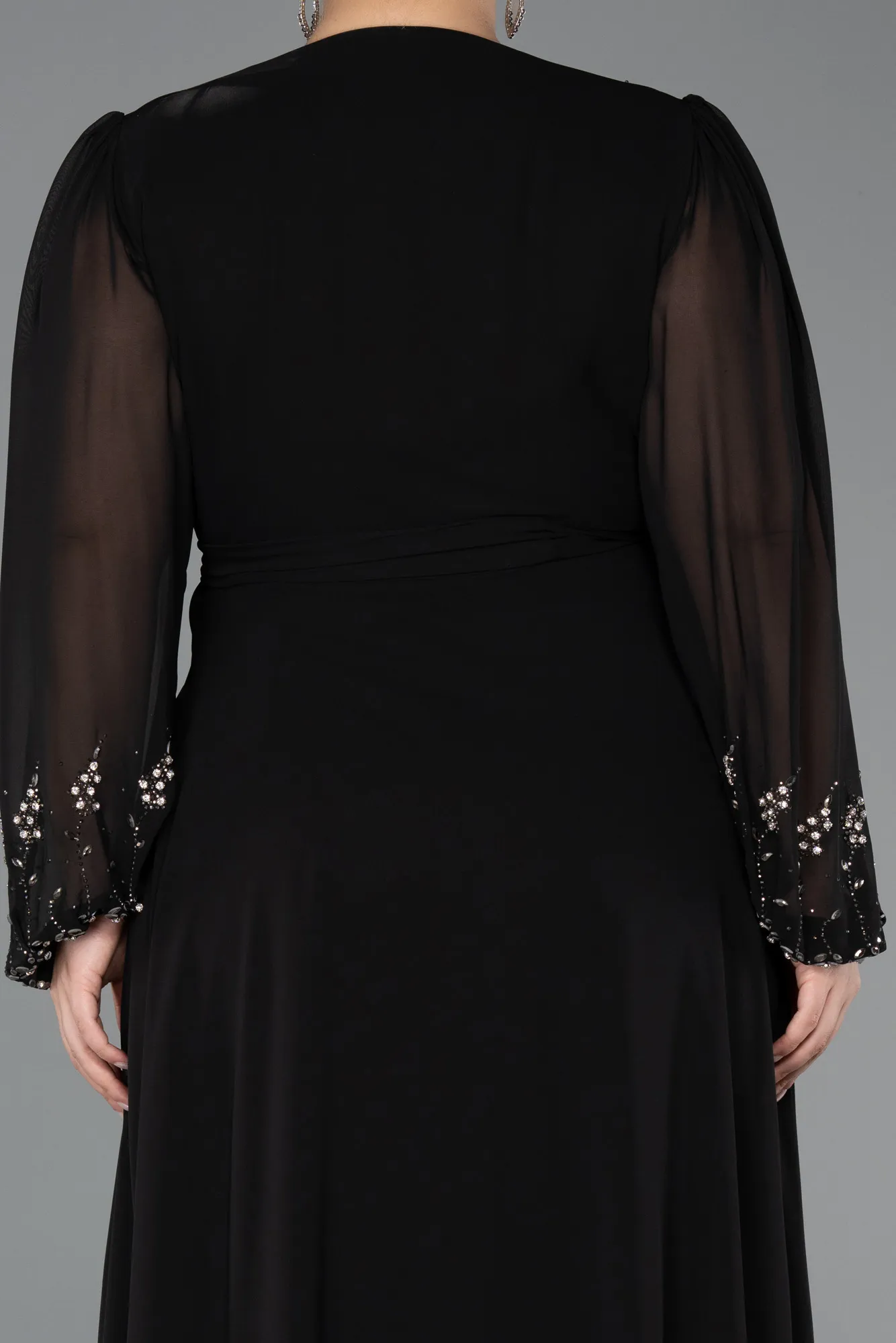 Black-Long Chiffon Plus Size Evening Gown ABU5360