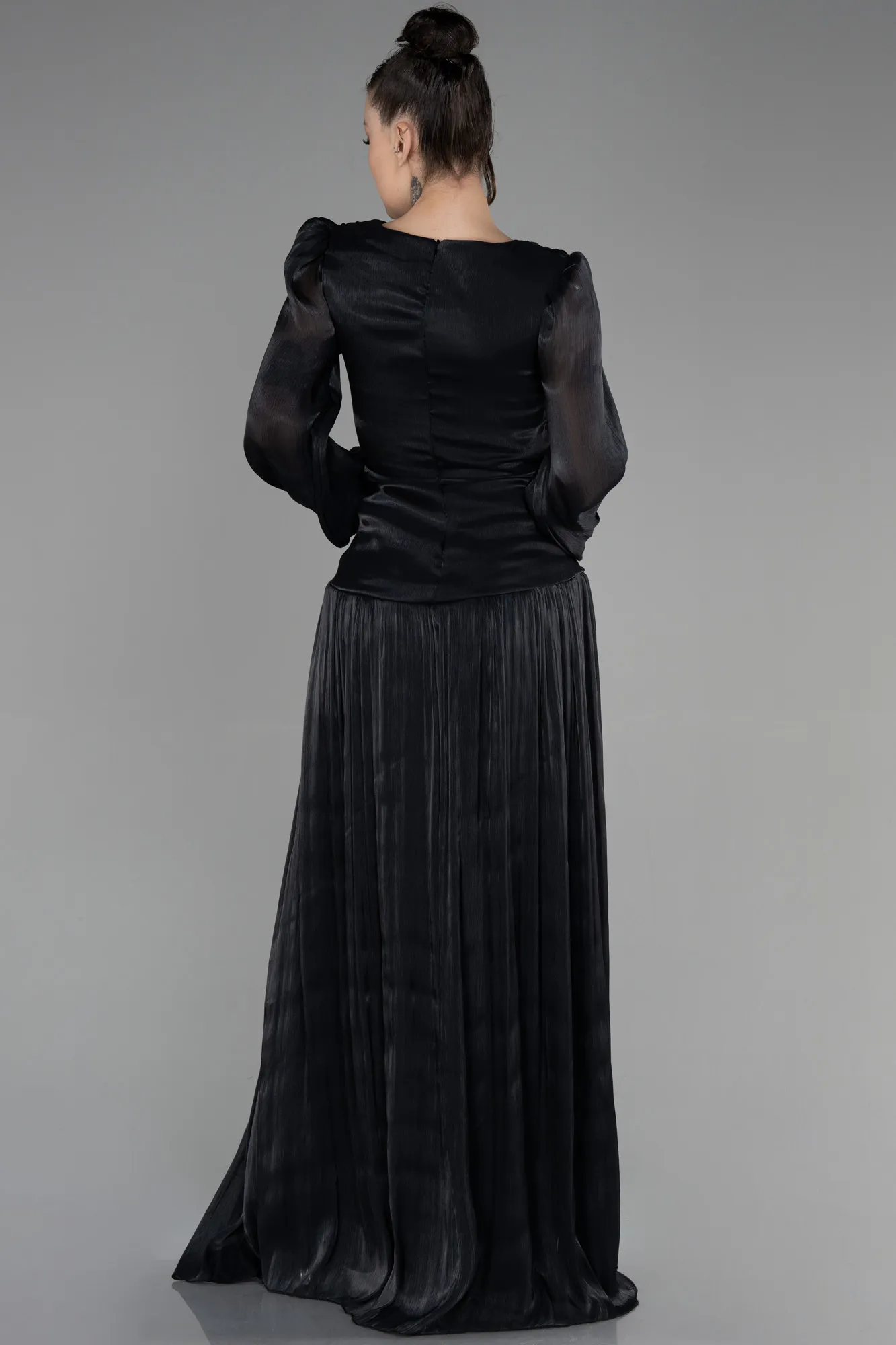 Black-Long Chiffon Prom Gown ABU3397