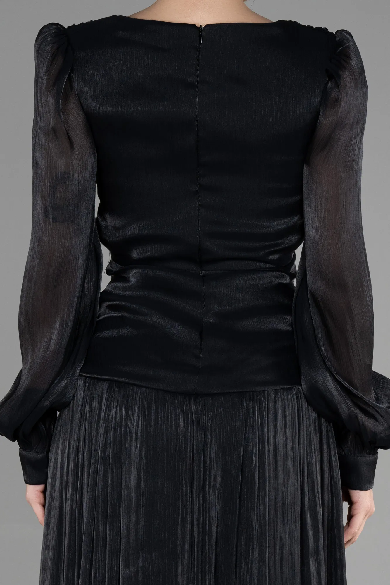 Black-Long Chiffon Prom Gown ABU3397