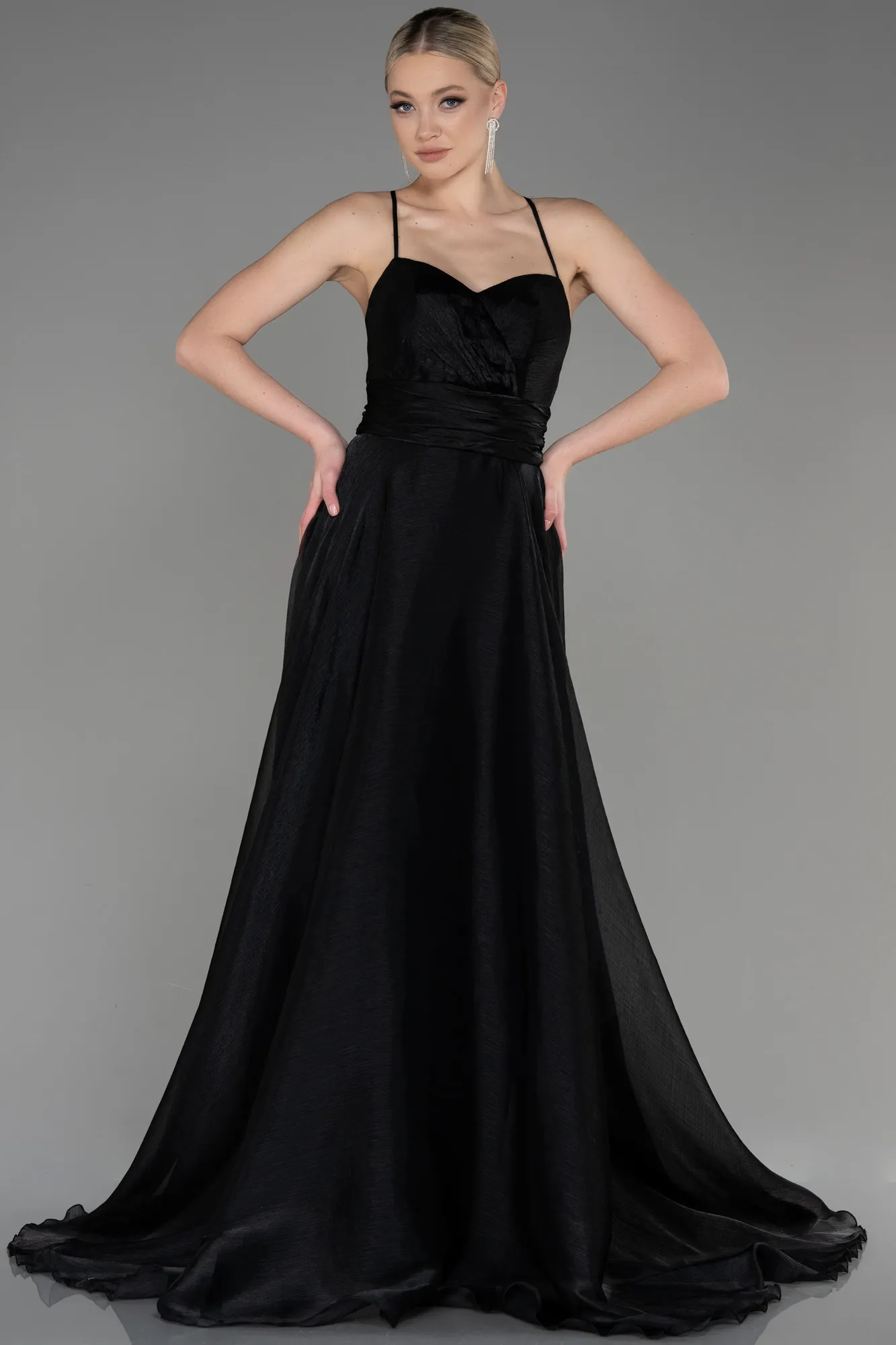 Black-Long Chiffon Prom Gown ABU3771