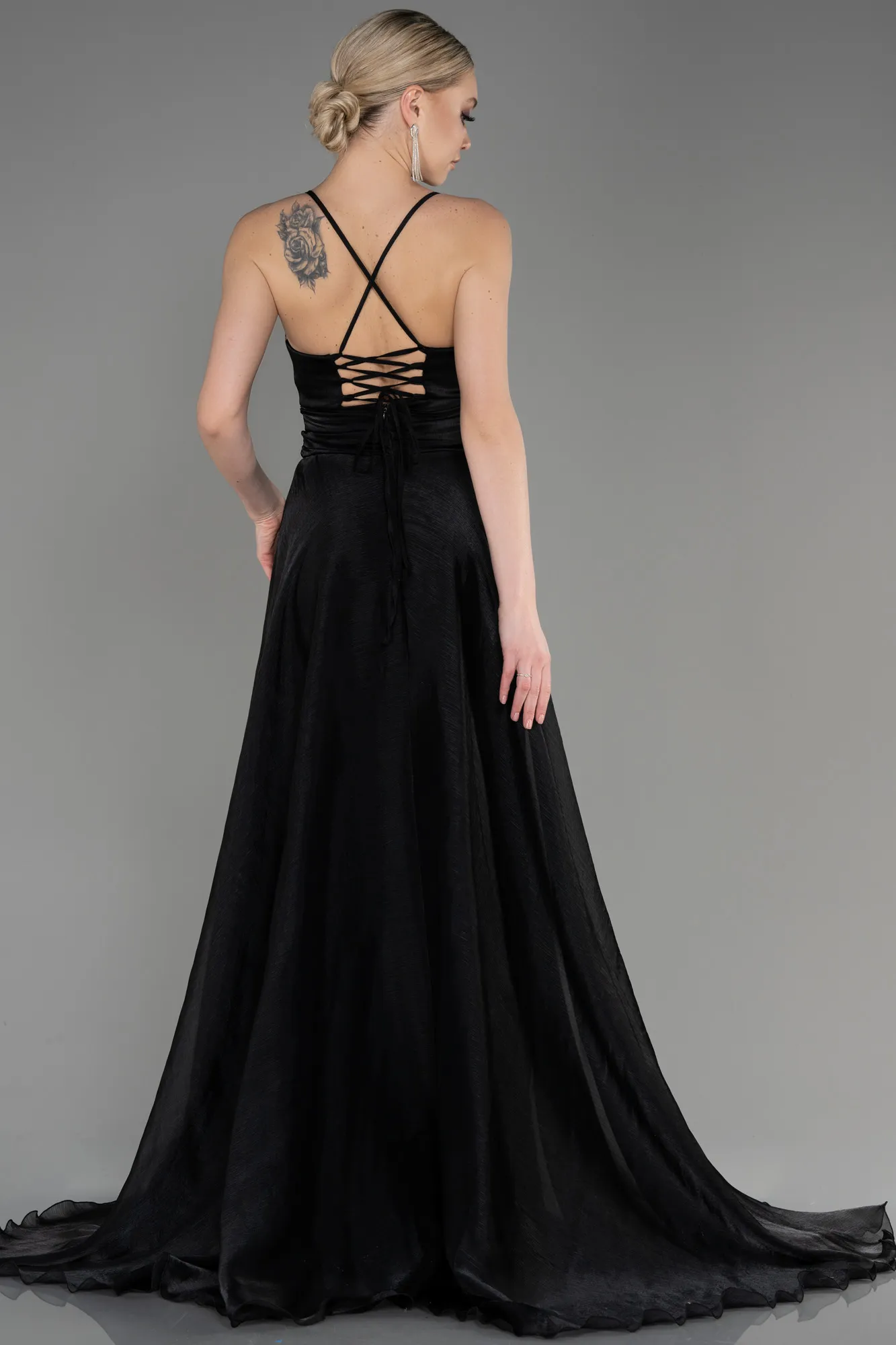 Black-Long Chiffon Prom Gown ABU3771