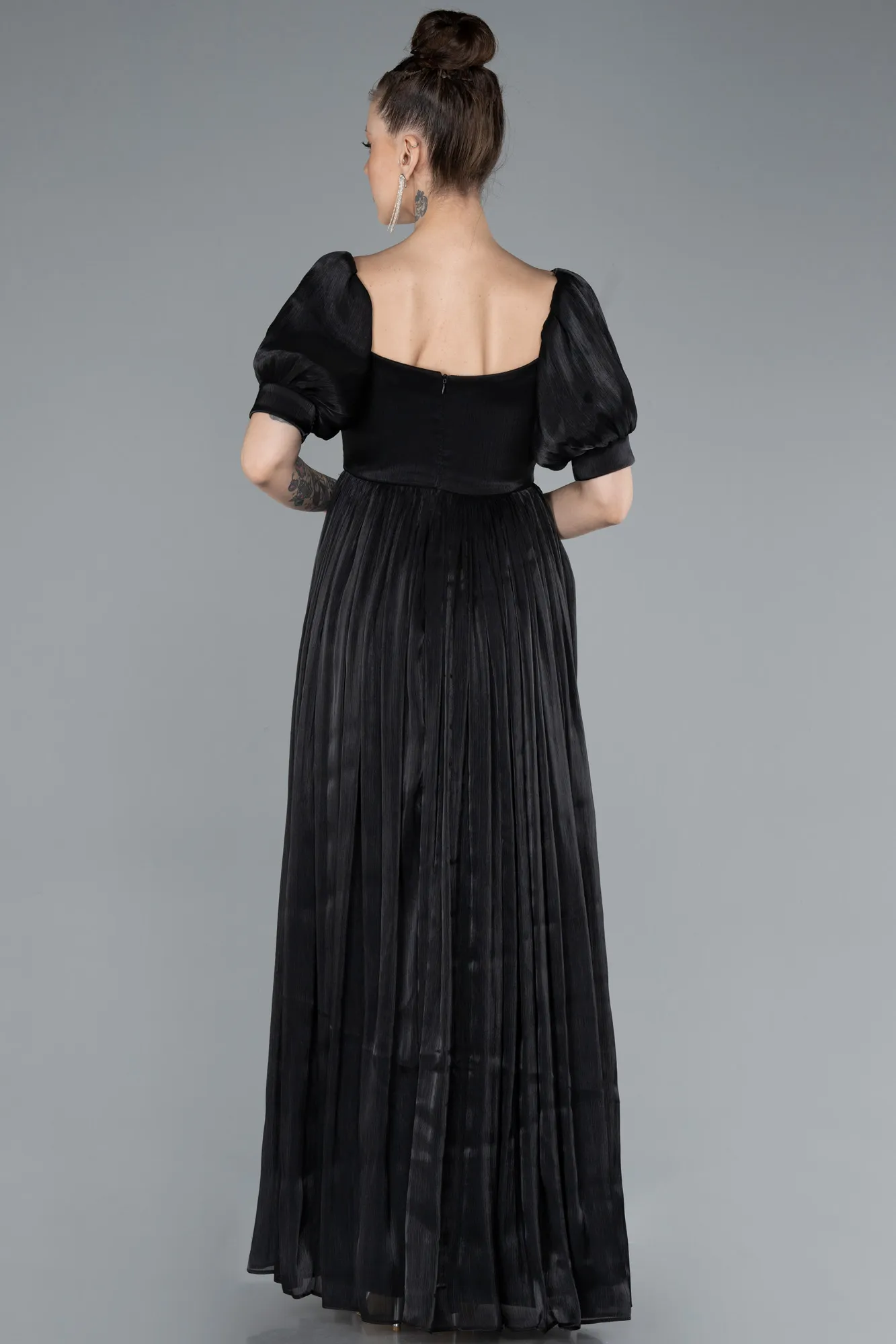 Black-Long Chiffon Prom Gown ABU4657