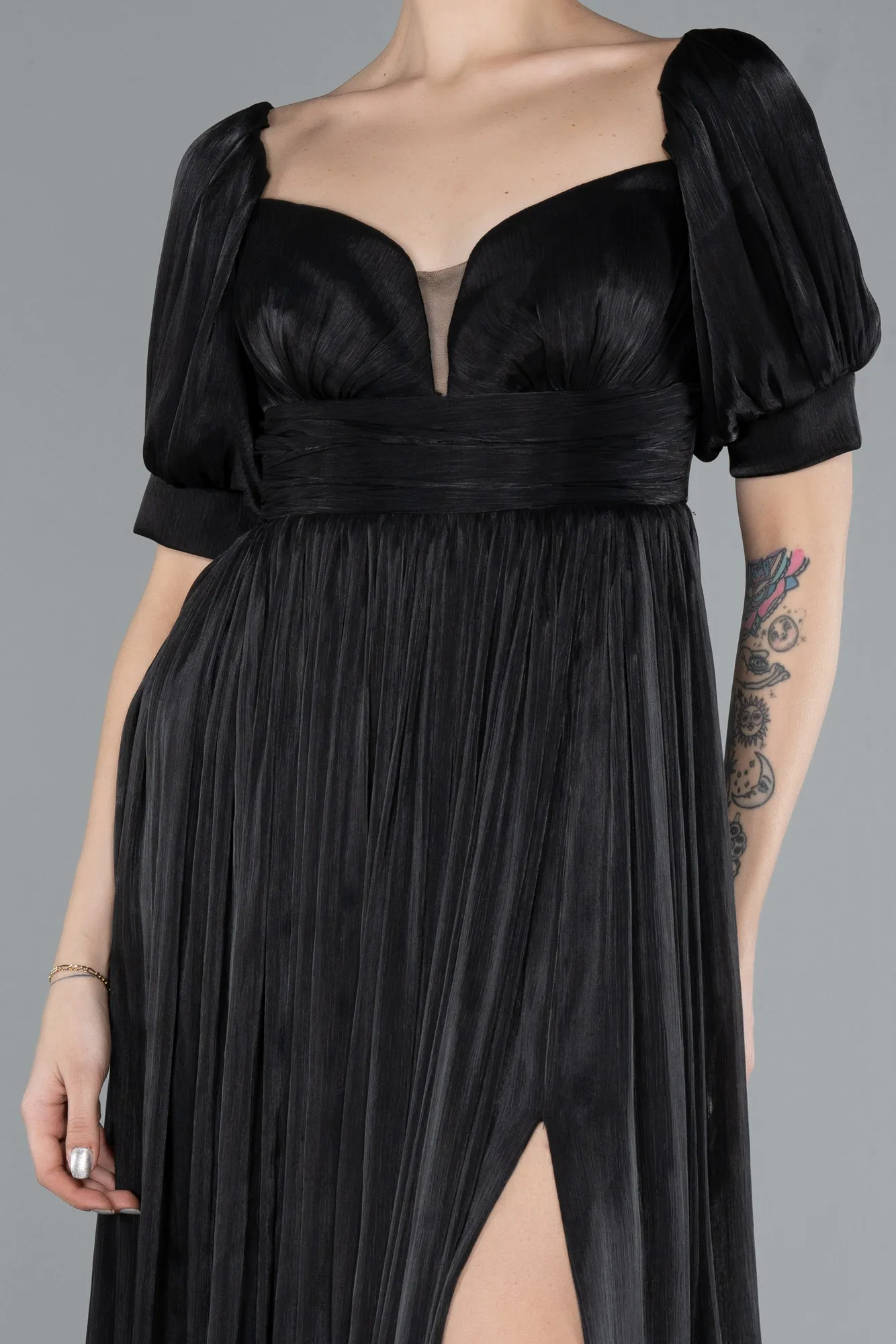 Black-Long Chiffon Prom Gown ABU4657