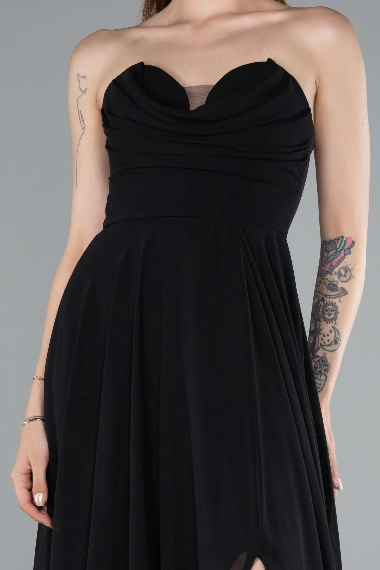 Black-Long Chiffon Prom Gown ABU4966