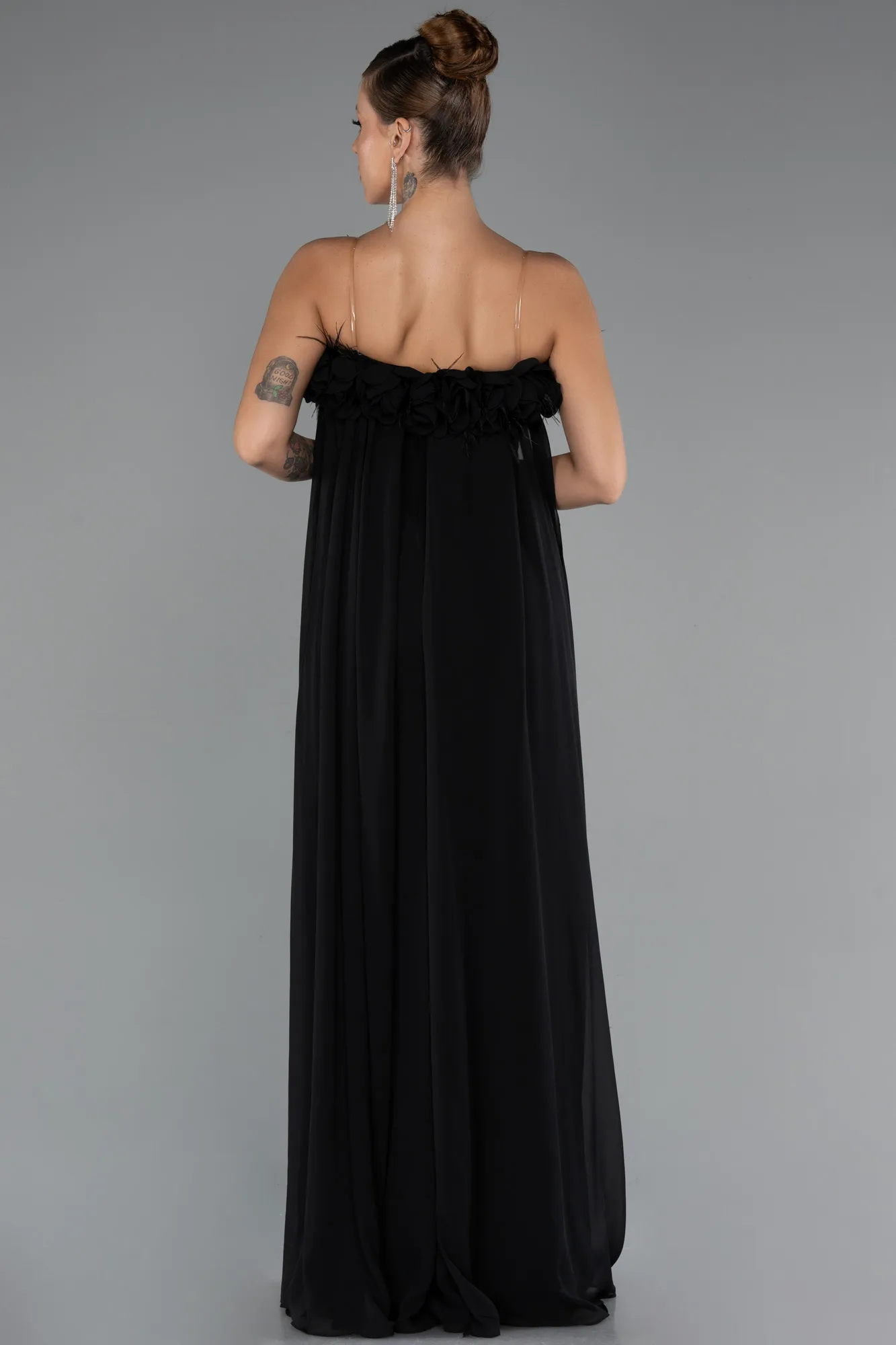 Black-Long Chiffon Prom Gown ABU5351