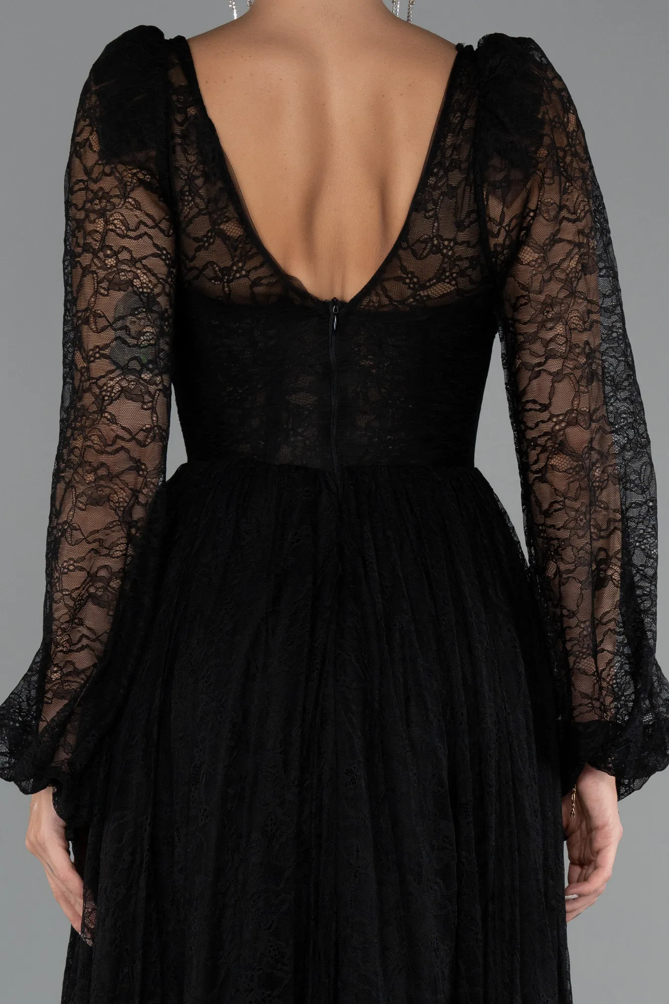 Black-Long Dantelle Evening Dress ABU5334