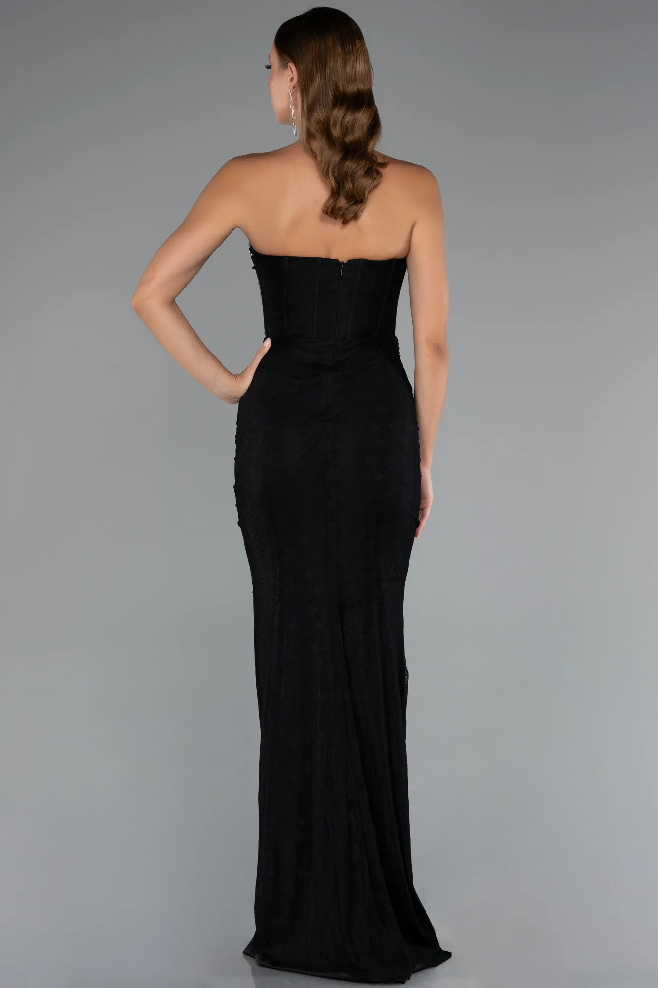 Black-Long Dantelle Mermaid Evening Gown ABU5215