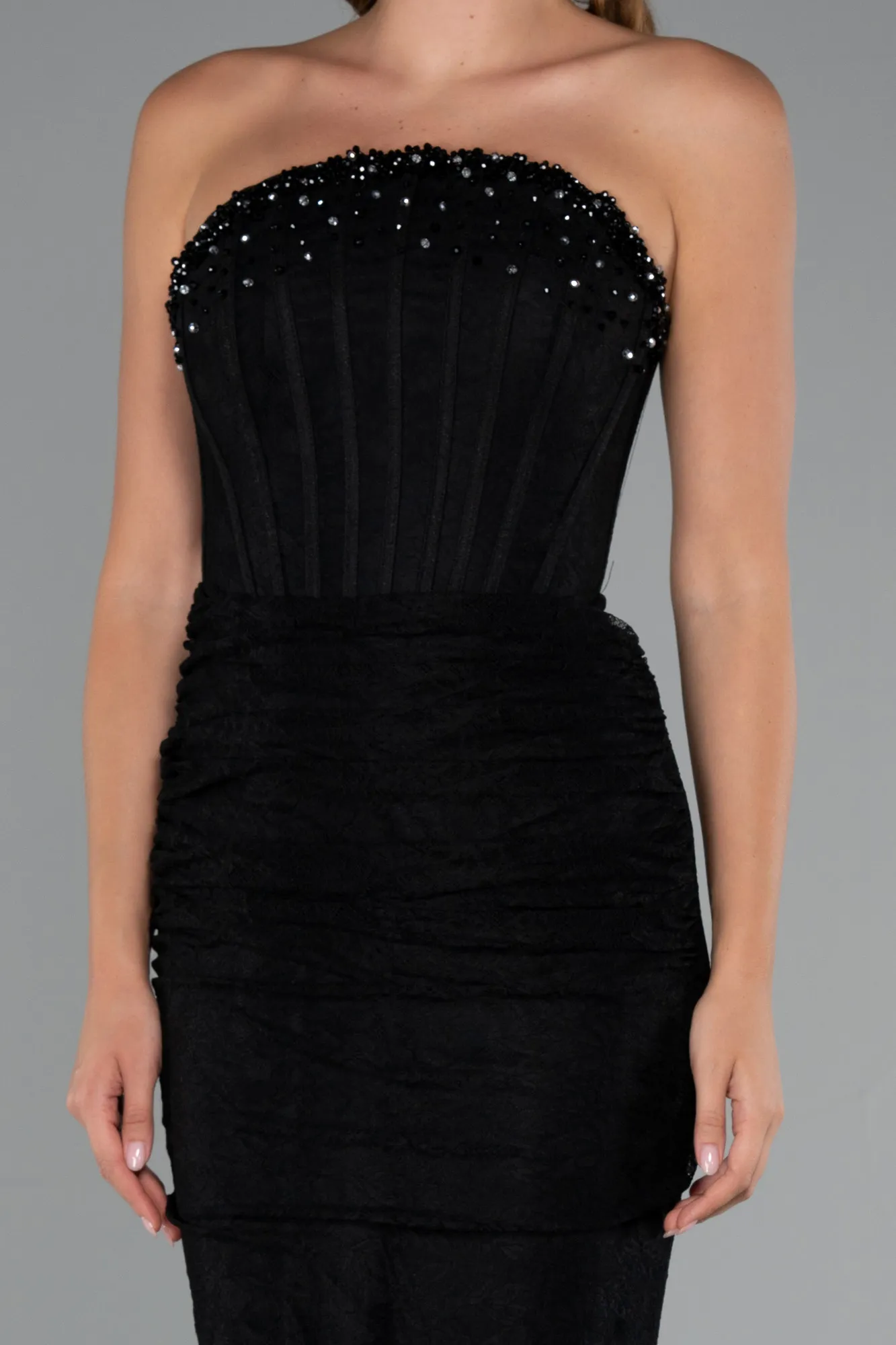 Black-Long Dantelle Mermaid Evening Gown ABU5215