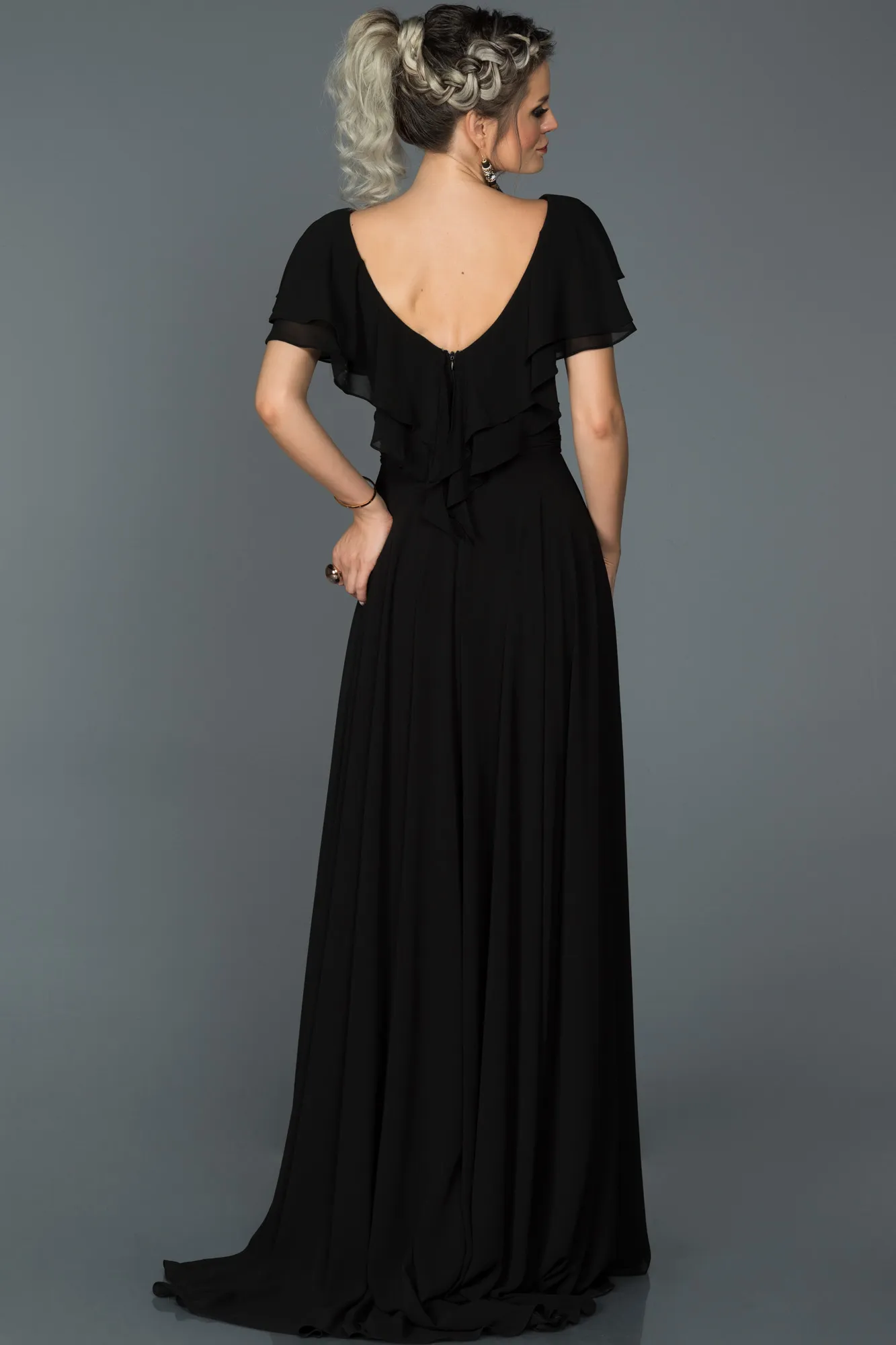 Black-Long Plus Size Evening Dress ABU032