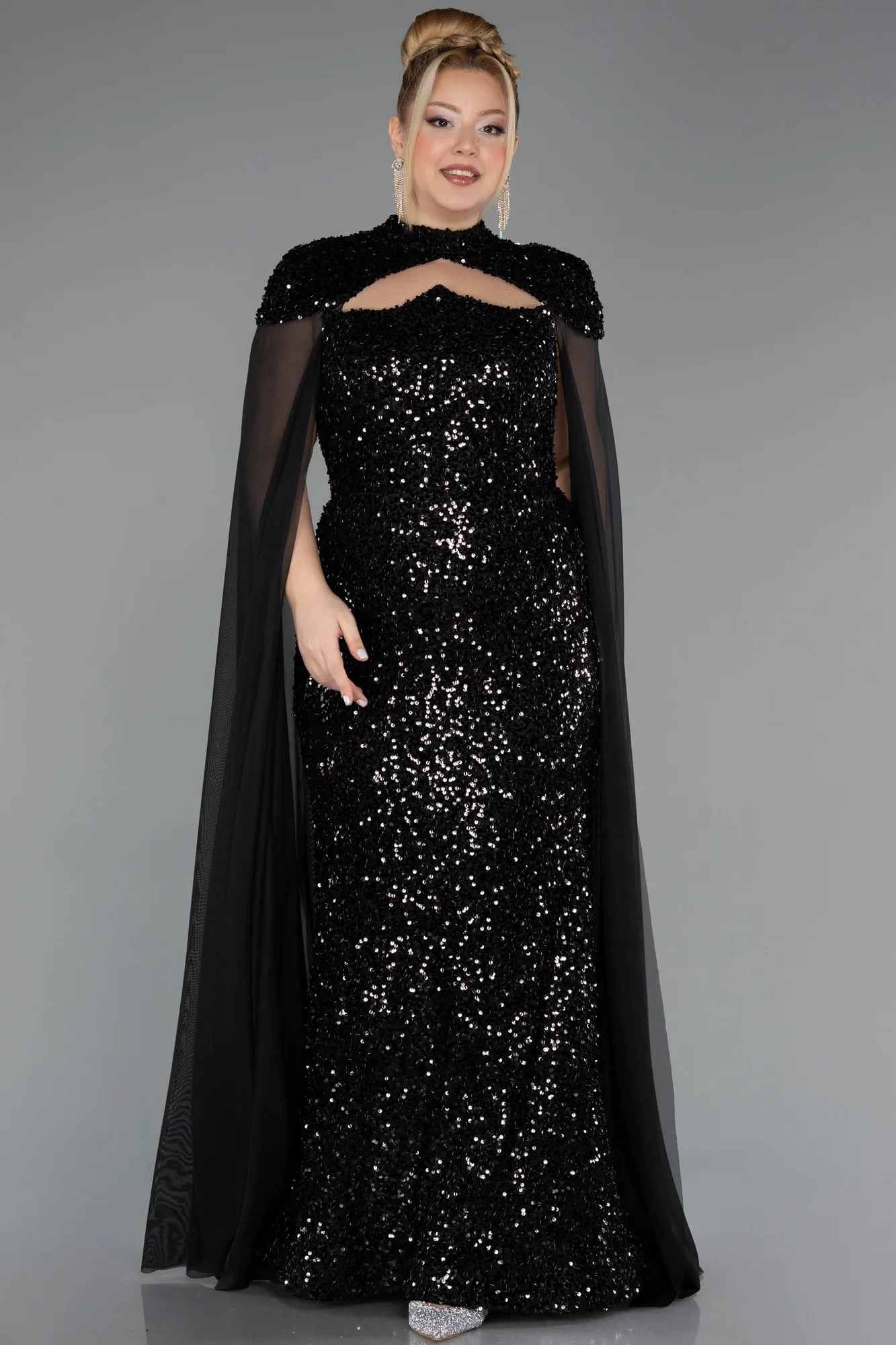 Black-Long Formal Plus Size Dress ABU5494