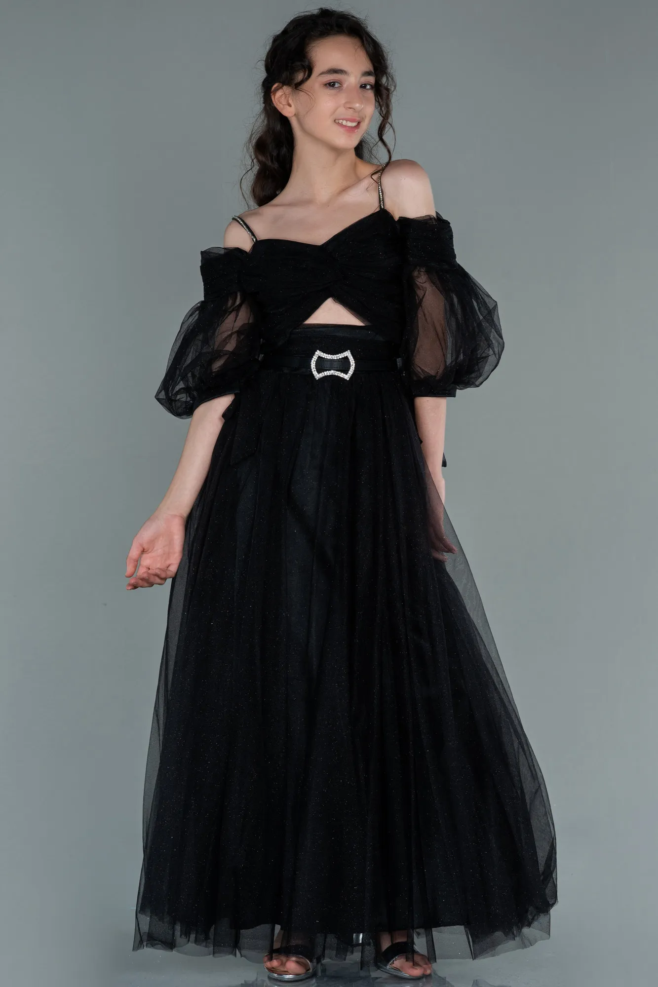 Black-Long Girl Dress ABU2451