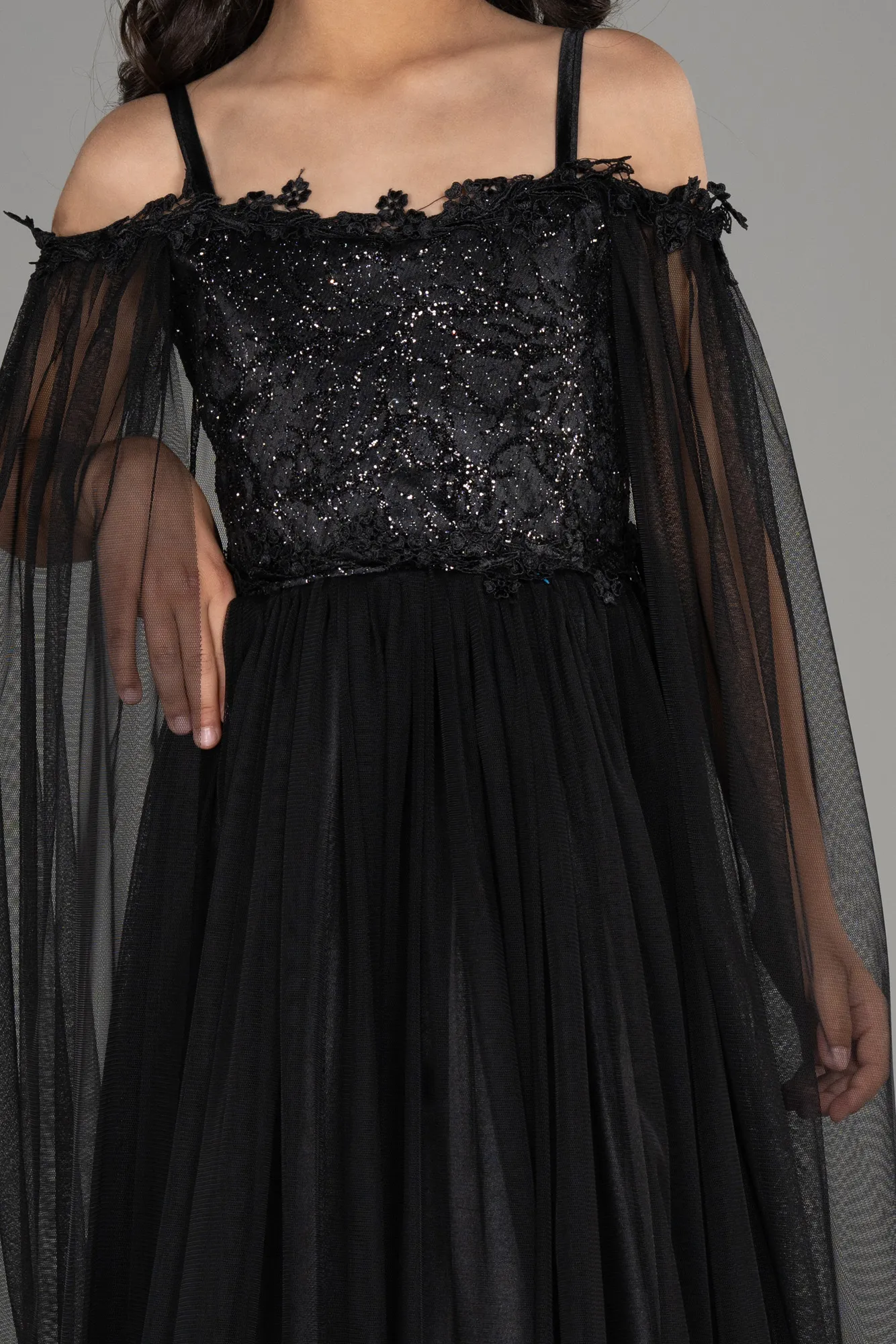 Black-Long Girl Dress ABU3029