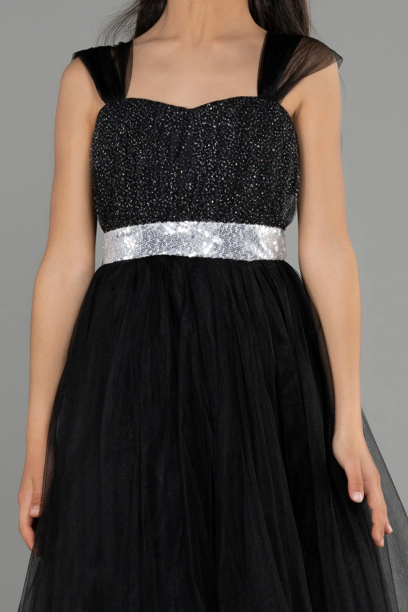 Black-Long Girl Dress ABU3566