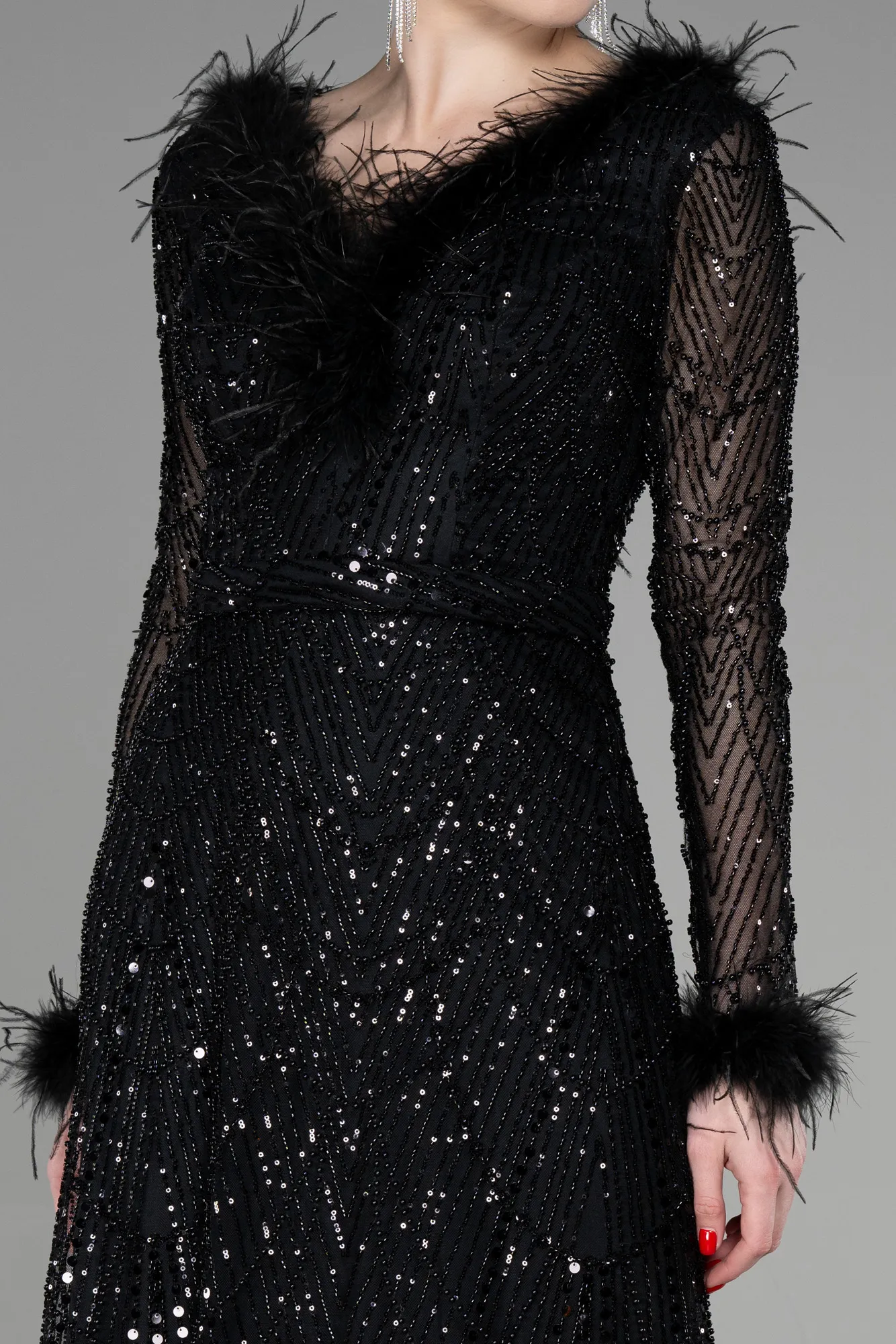 Black-Long Haute Couture Dress ABU3580