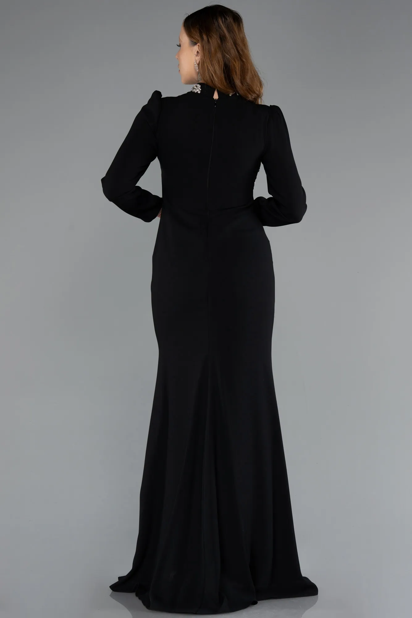 Black-Long Hijab Dress ABU5393