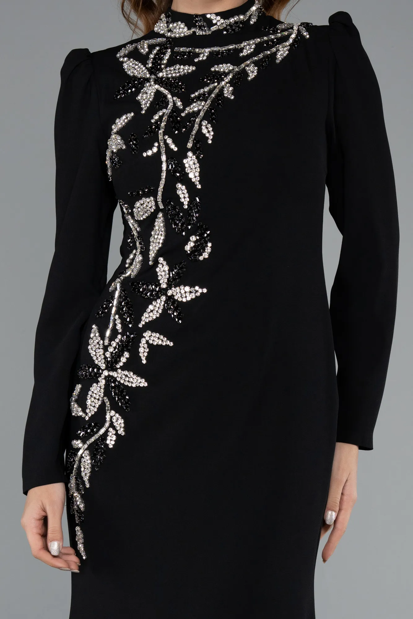 Black-Long Hijab Dress ABU5393