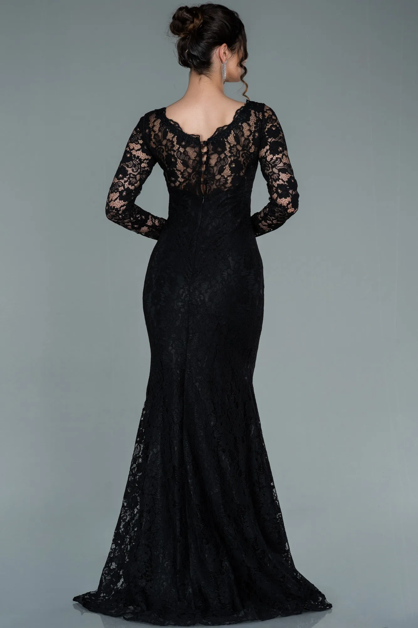 Black-Long Laced Evening Dress ABU1571