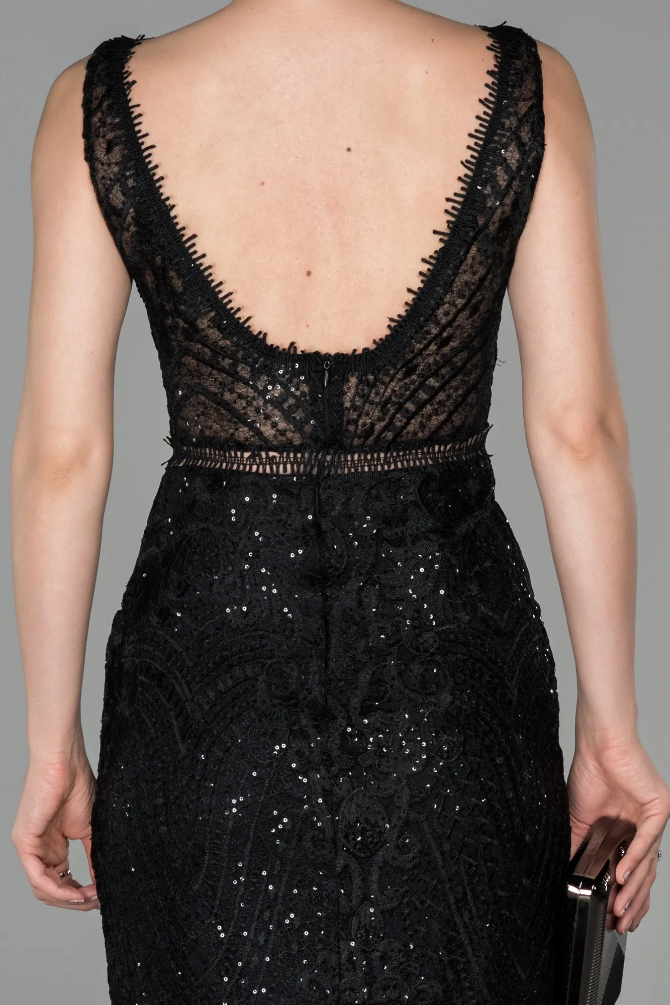 Black-Long Laced Evening Dress ABU1611