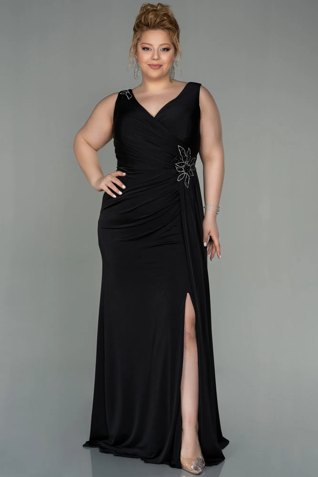 Black-Long Large Size Dress ABU2927