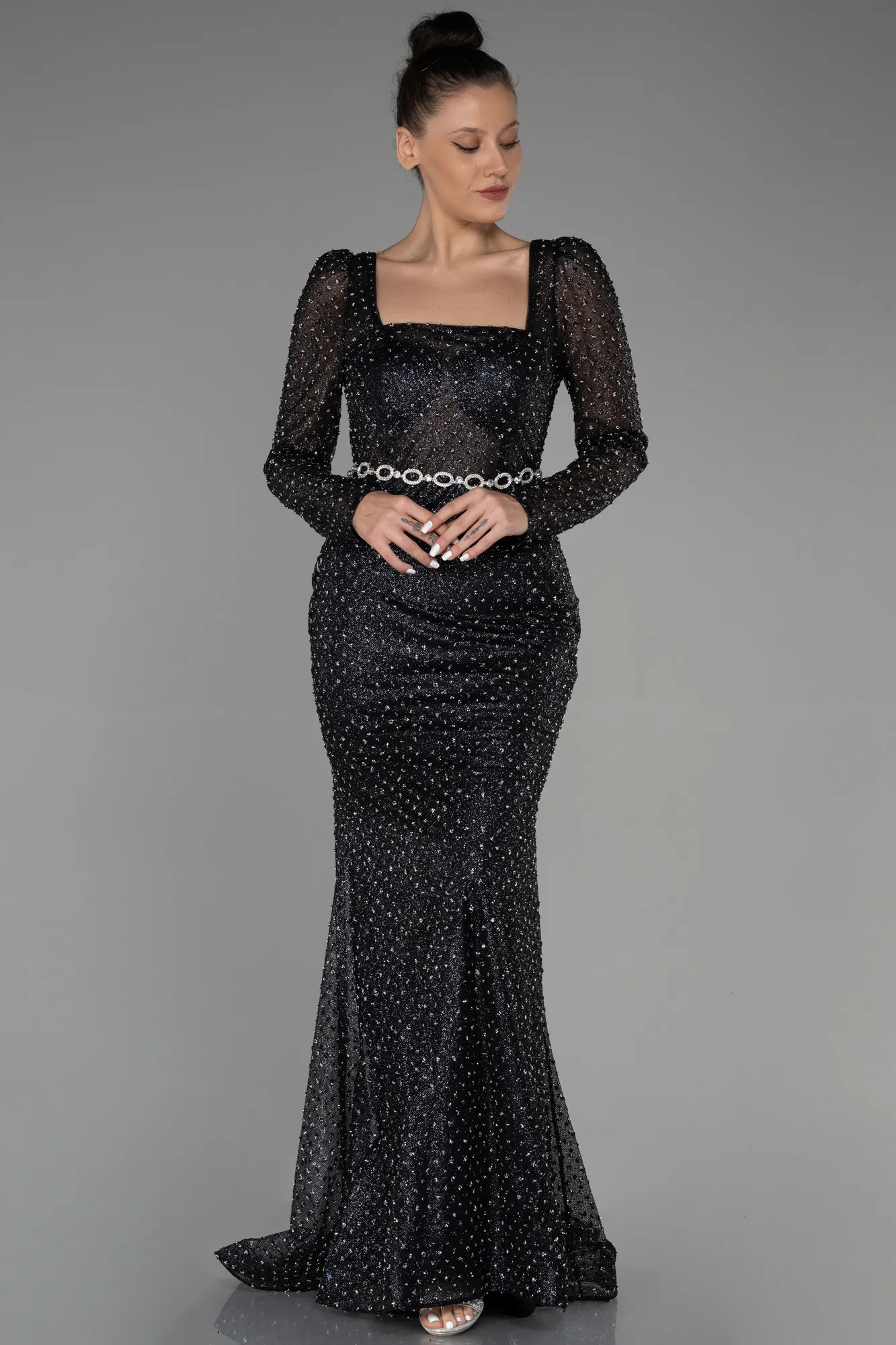 Black-Long Mermaid Evening Dress ABU3305