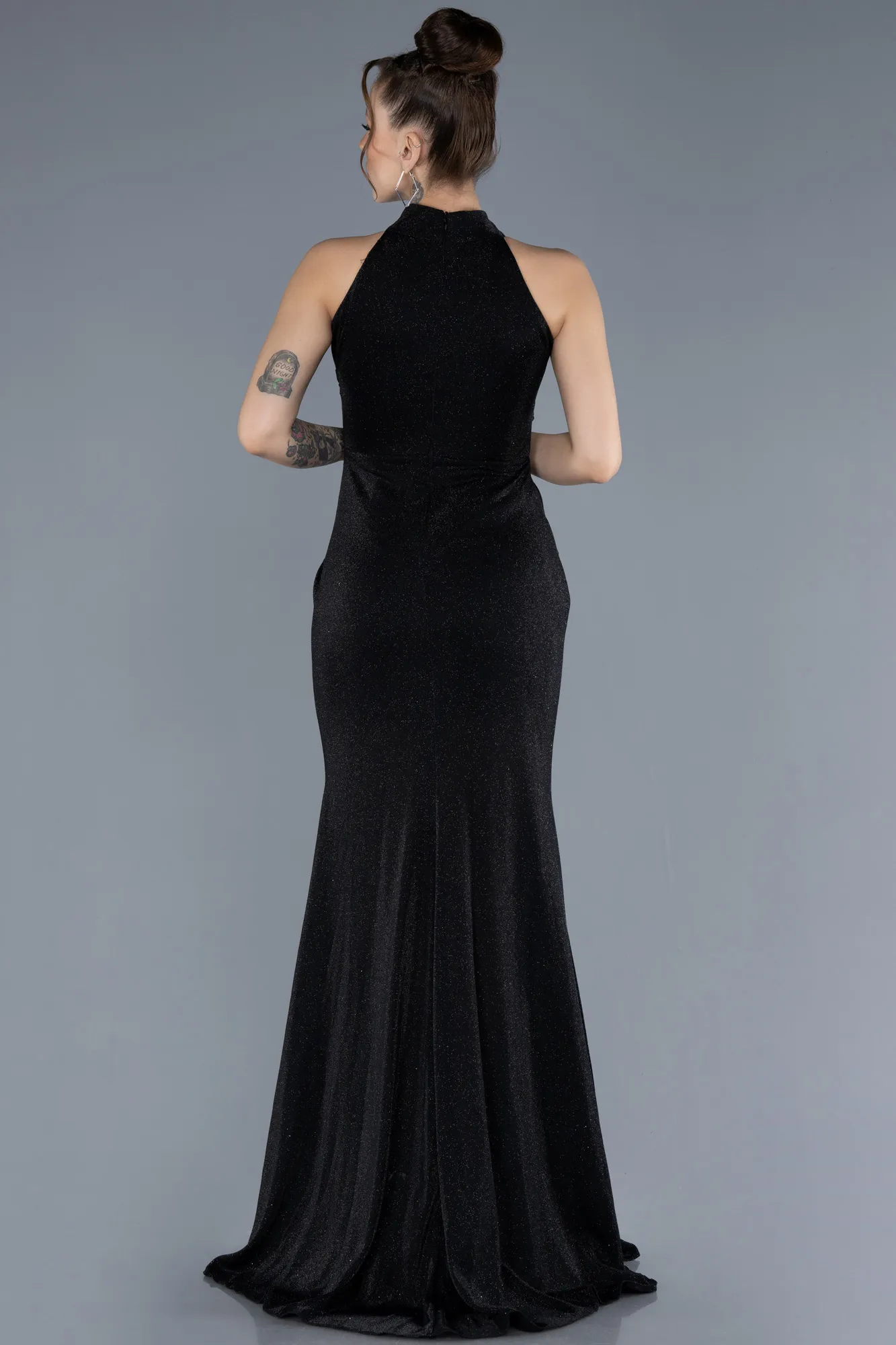 Black-Long Mermaid Evening Gown ABU4612