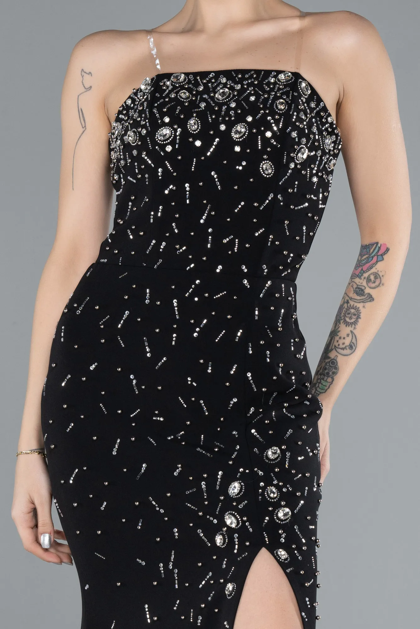 Black-Long Mermaid Evening Gown ABU4656