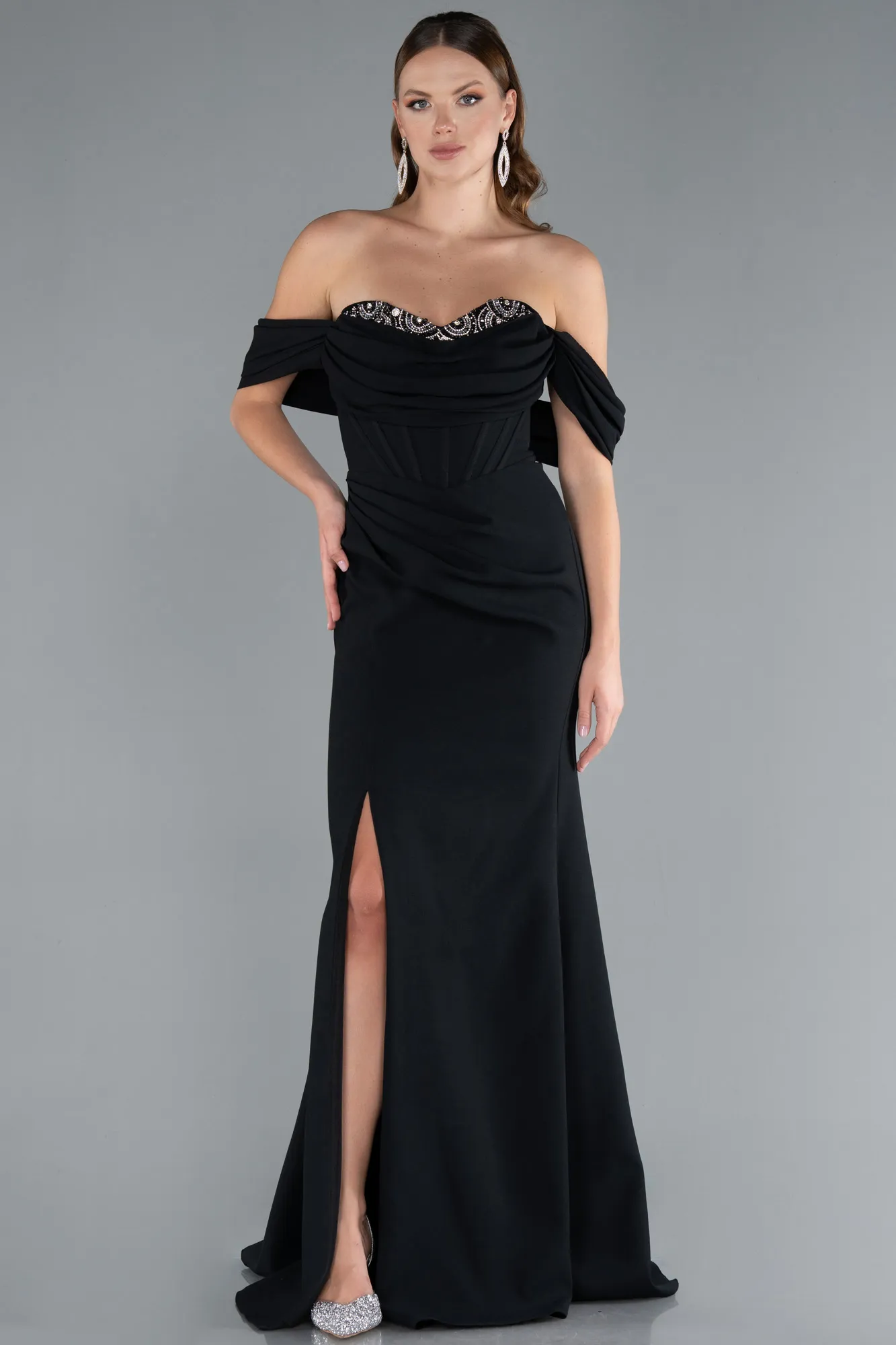 Black-Long Mermaid Evening Gown ABU4662