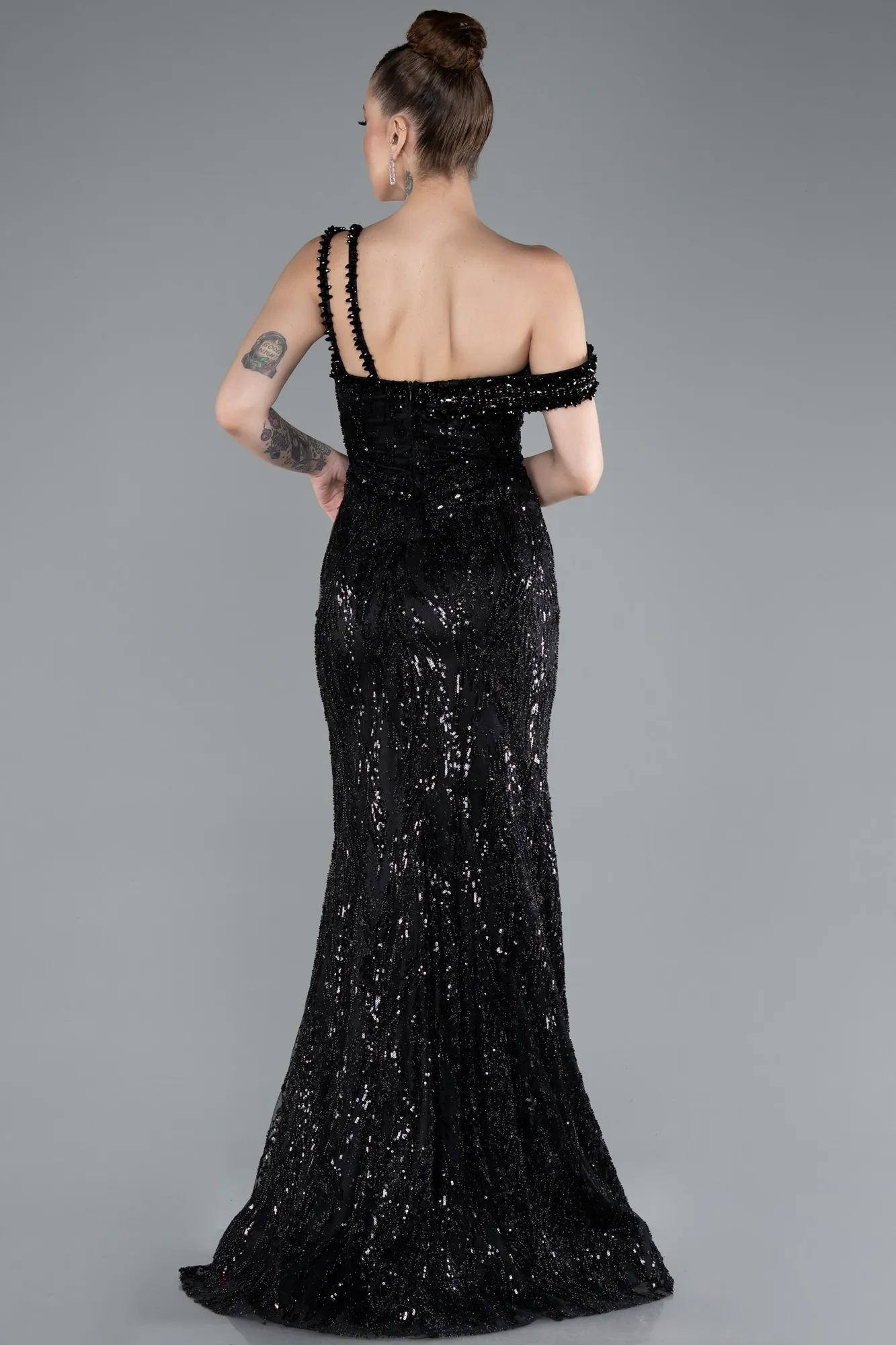 Black-Long Mermaid Evening Gown ABU4916