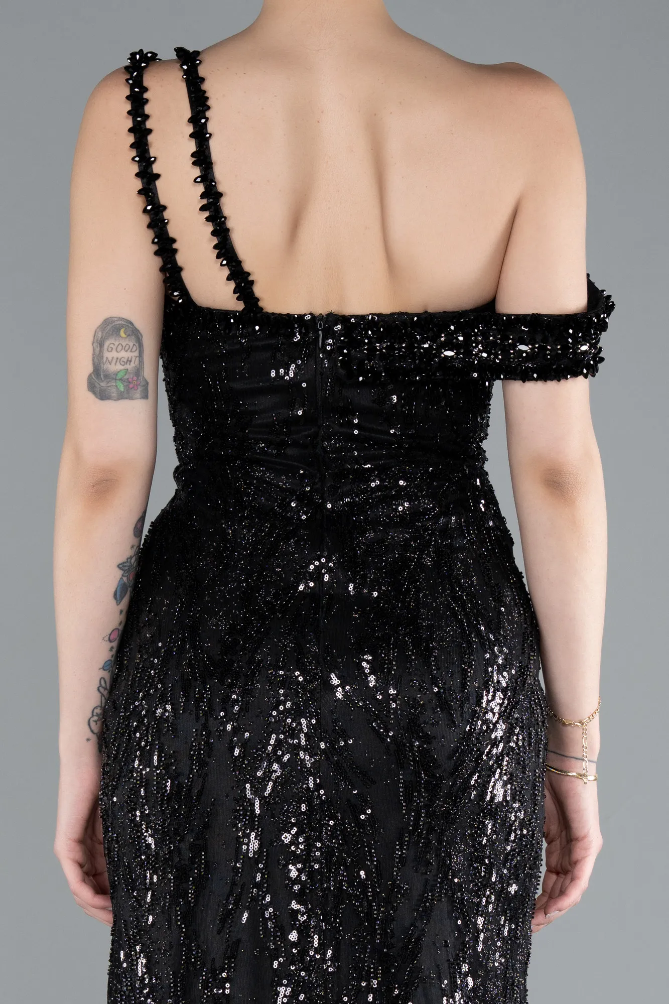 Black-Long Mermaid Evening Gown ABU4916