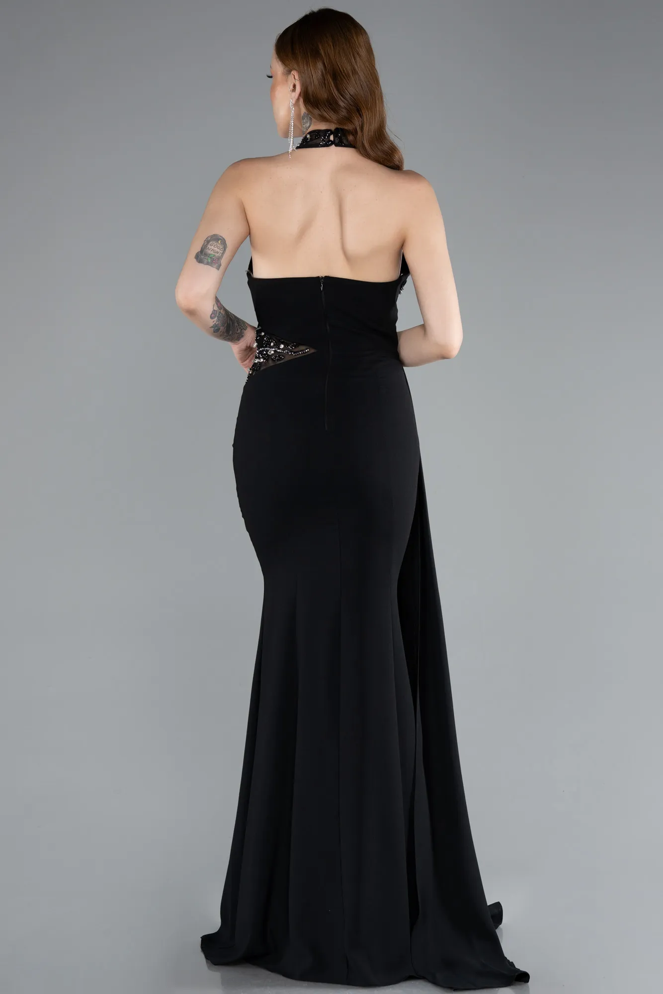 Black-Long Mermaid Evening Gown ABU4979