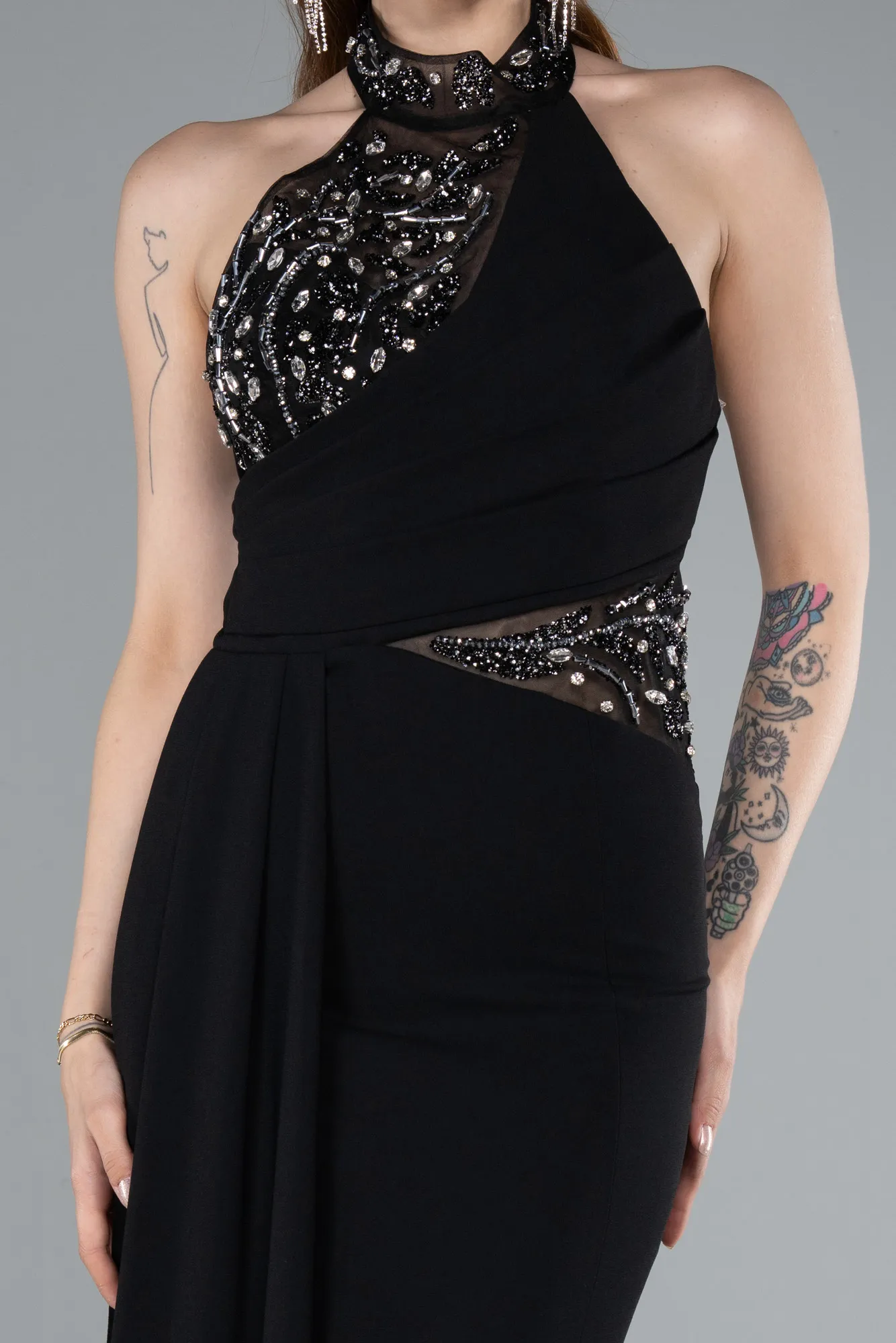 Black-Long Mermaid Evening Gown ABU4979