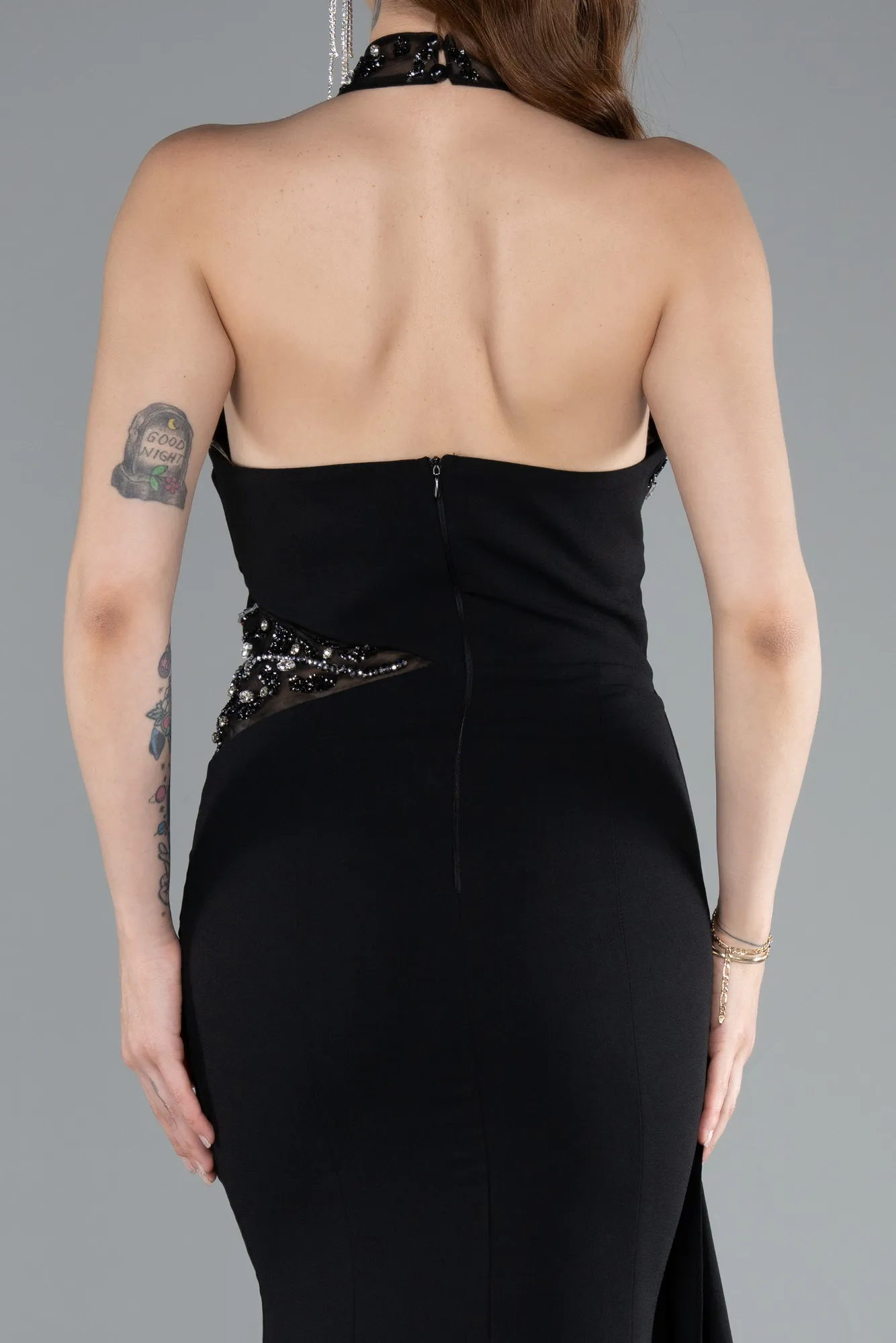 Black-Long Mermaid Evening Gown ABU4979