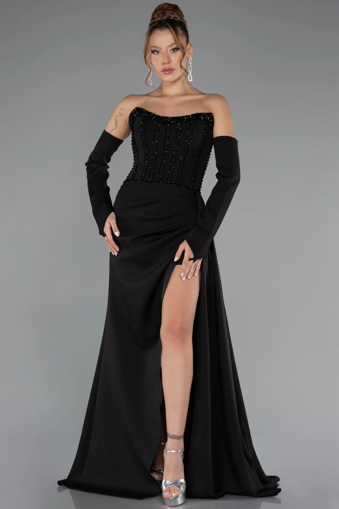 Black-Long Mermaid Evening Gown ABU5365