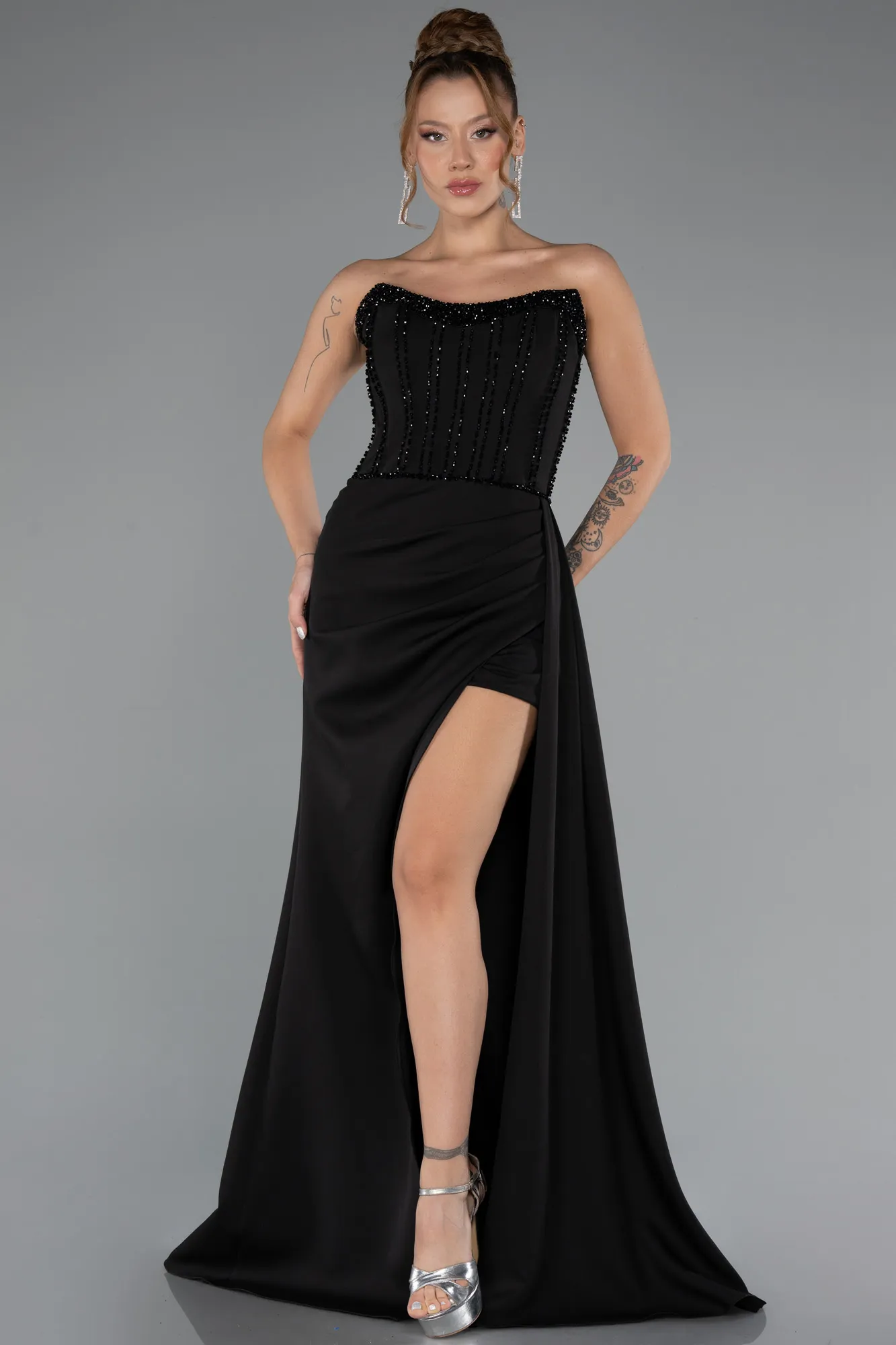 Black-Long Mermaid Evening Gown ABU5365
