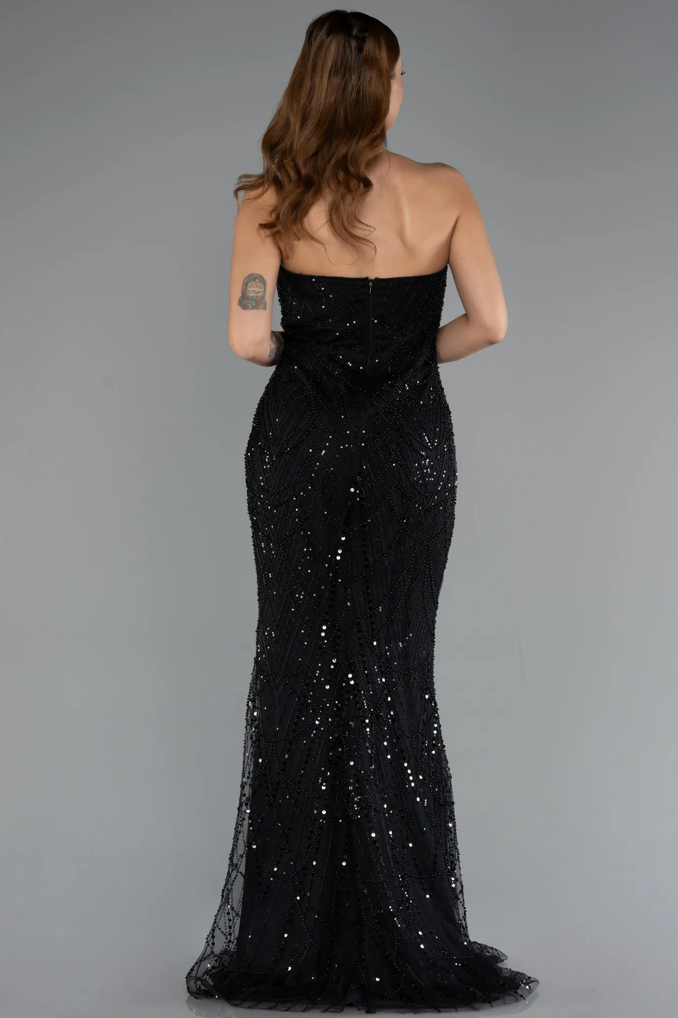 Black-Long Mermaid Evening Gown ABU5377