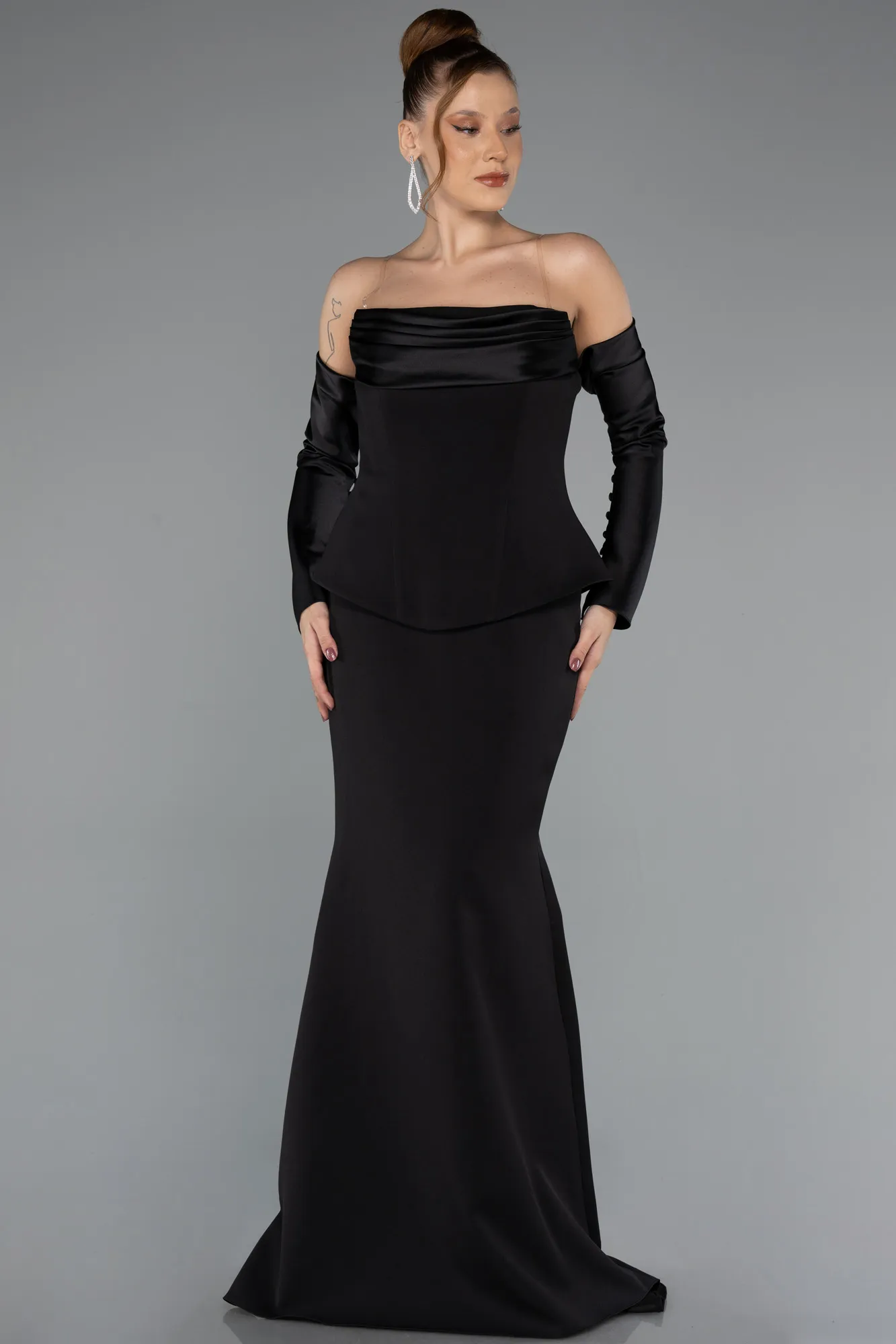 Black-Long Mermaid Evening Gown ABU5421