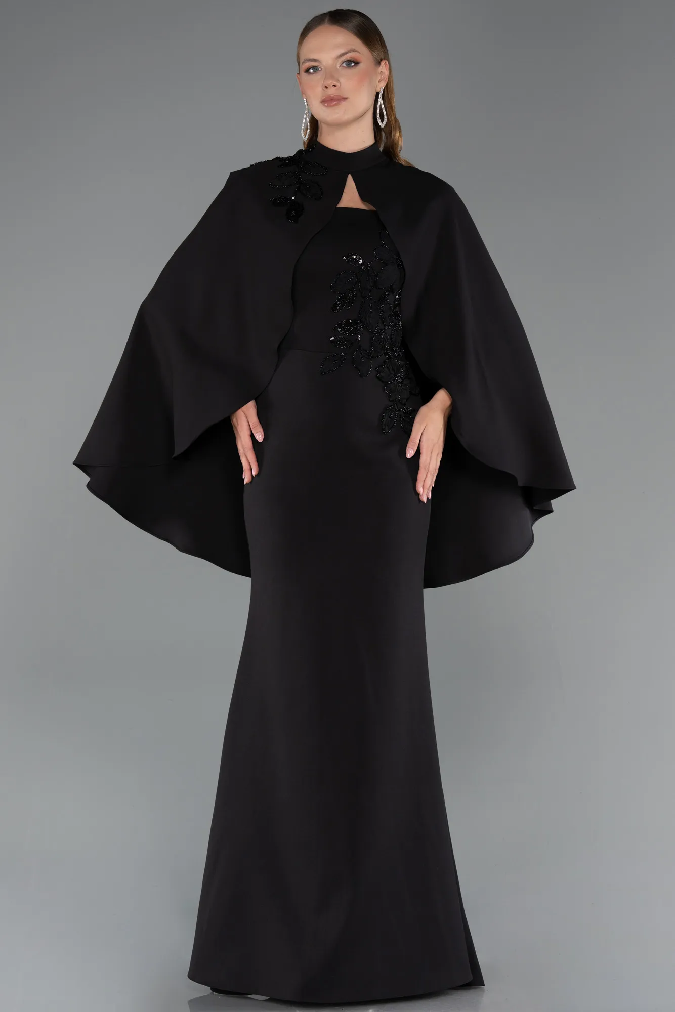 Black-Long Mermaid Evening Gown ABU5485