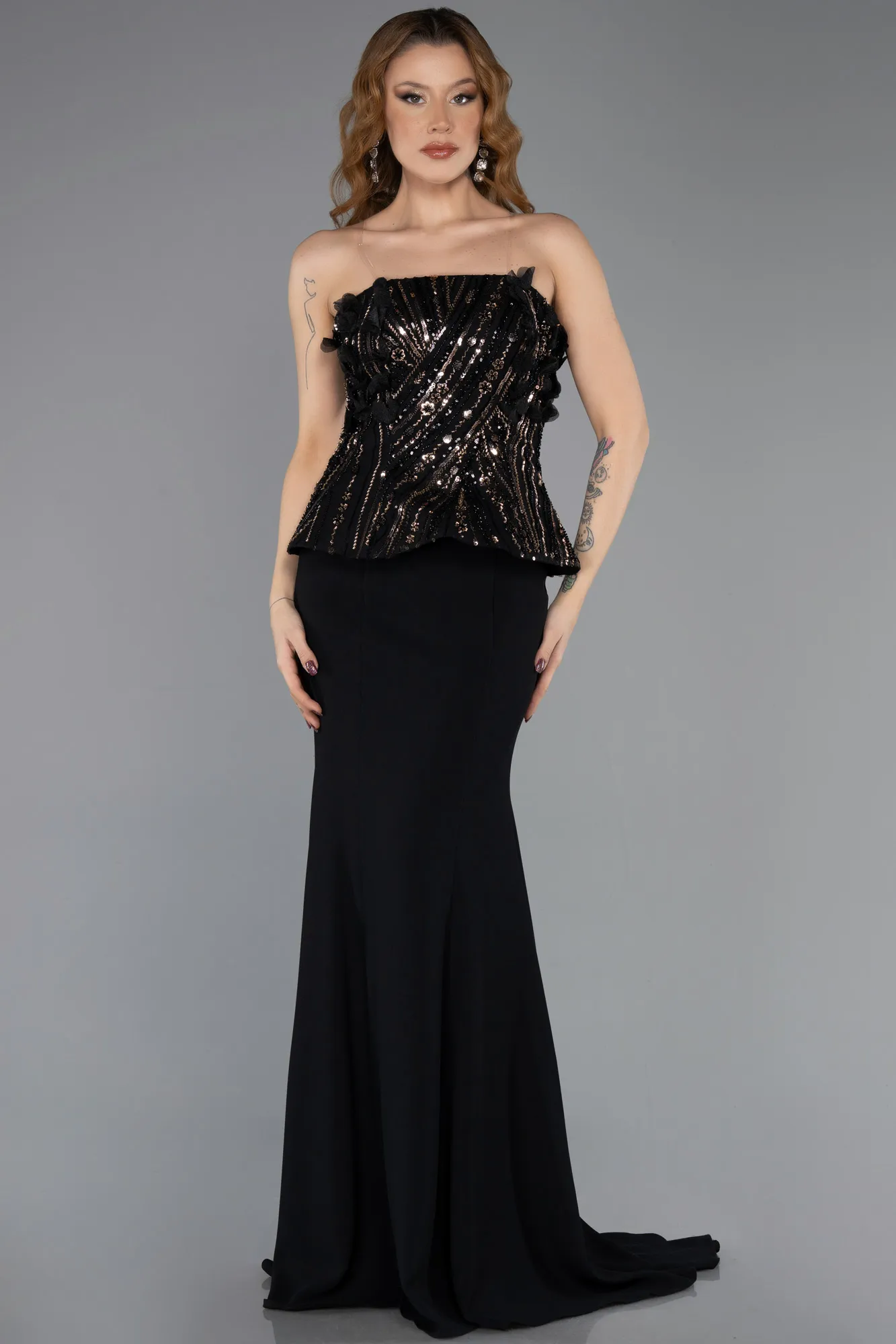 Black-Long Mermaid Evening Gown ABU5518