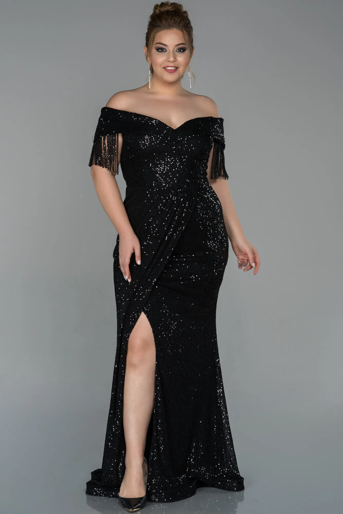 Black-Long Oversized Evening Dress ABU1745