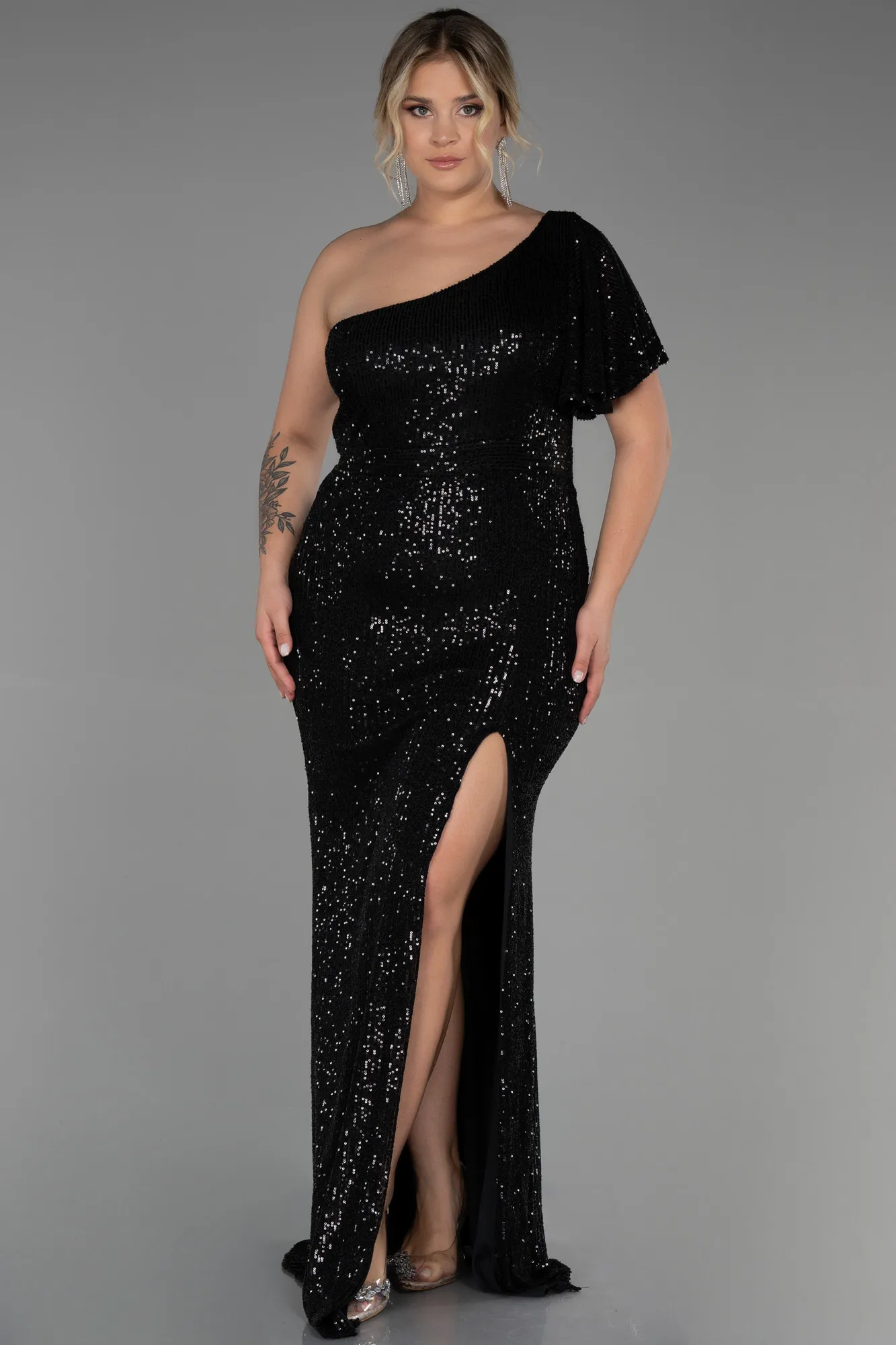 Black-Long Oversized Evening Dress ABU1893