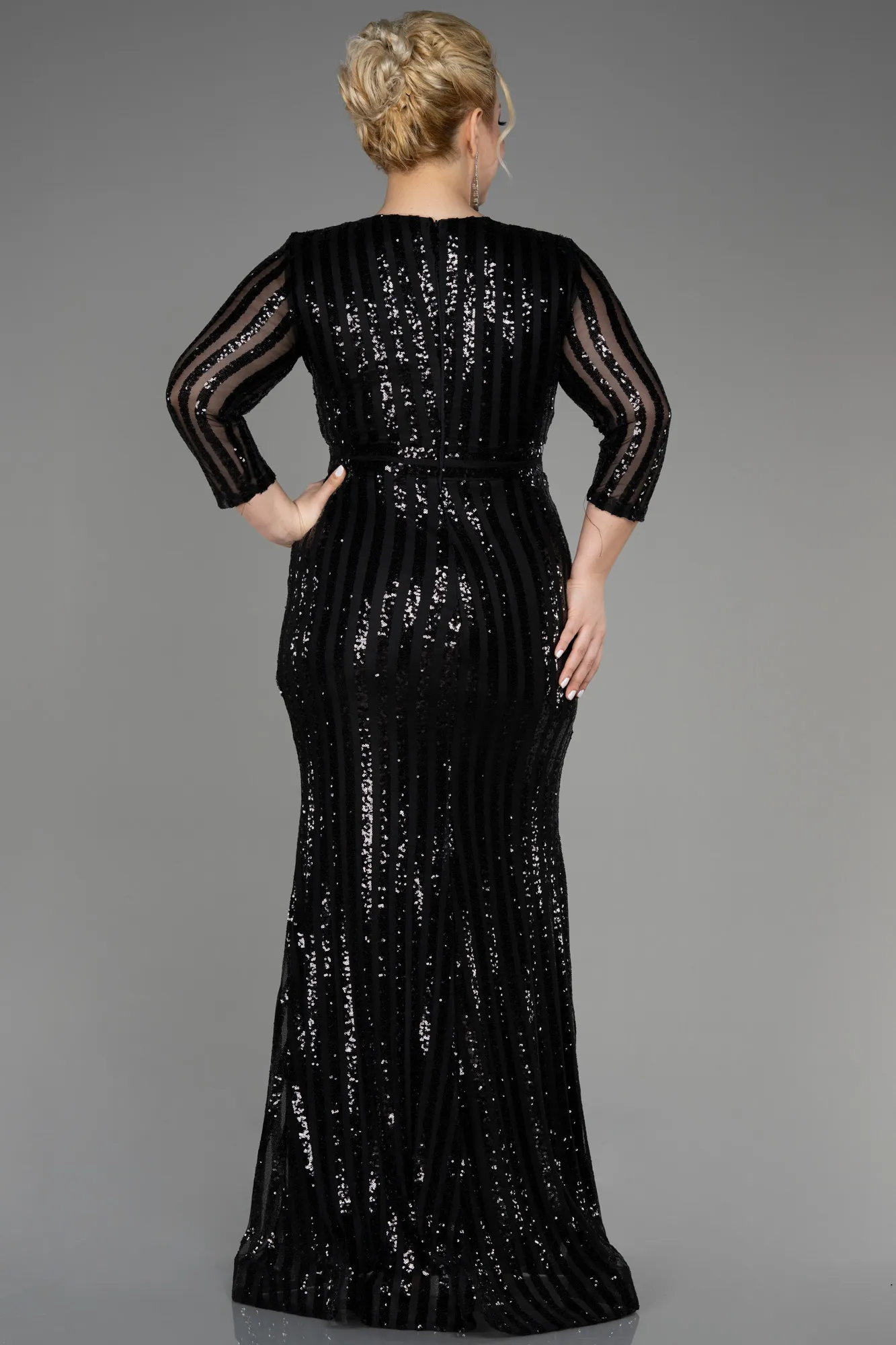 Black-Long Oversized Mermaid Evening Dress ABU1043