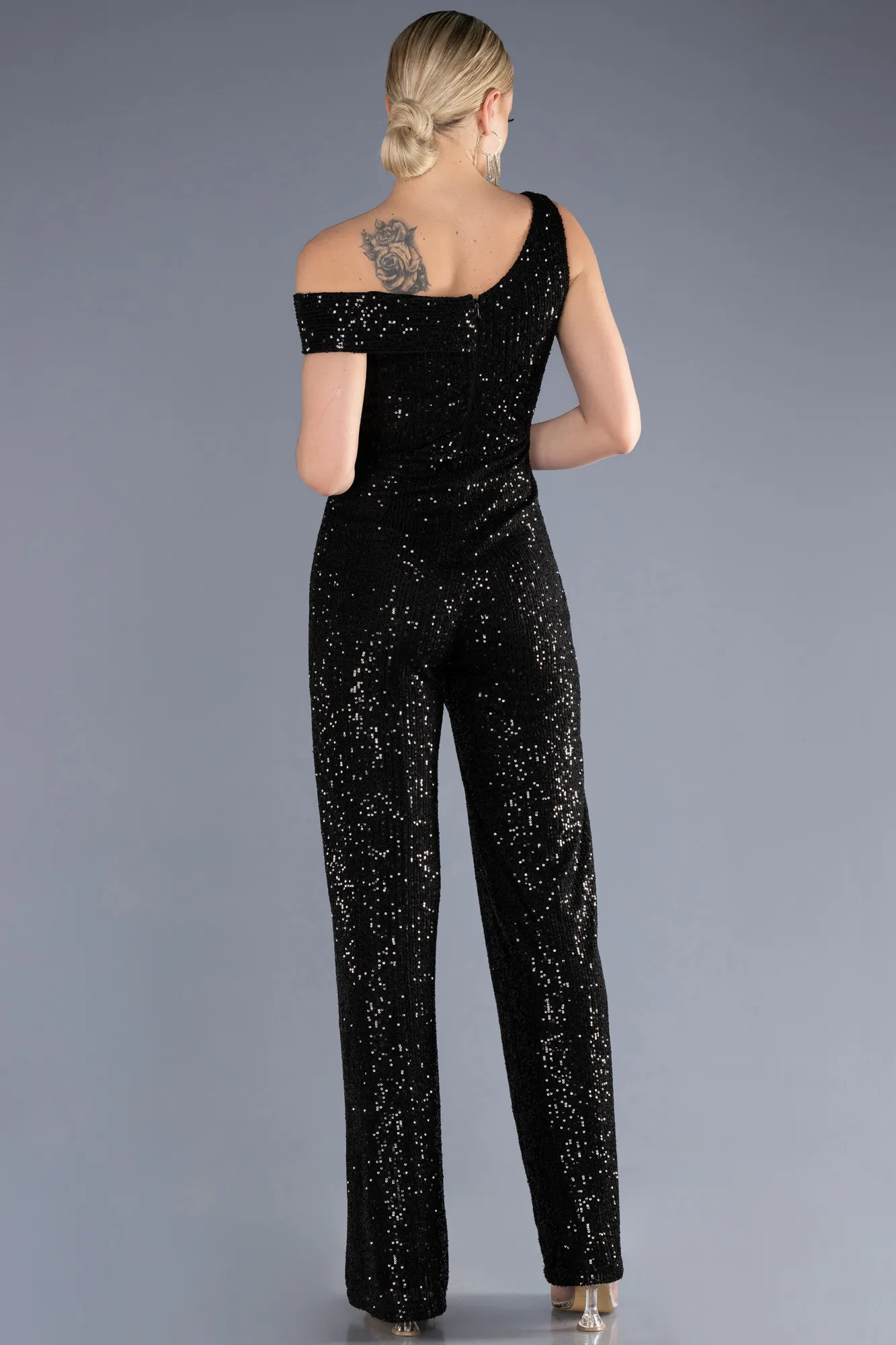 Black-Long Party Evening Dress Jumpsuit ABT114