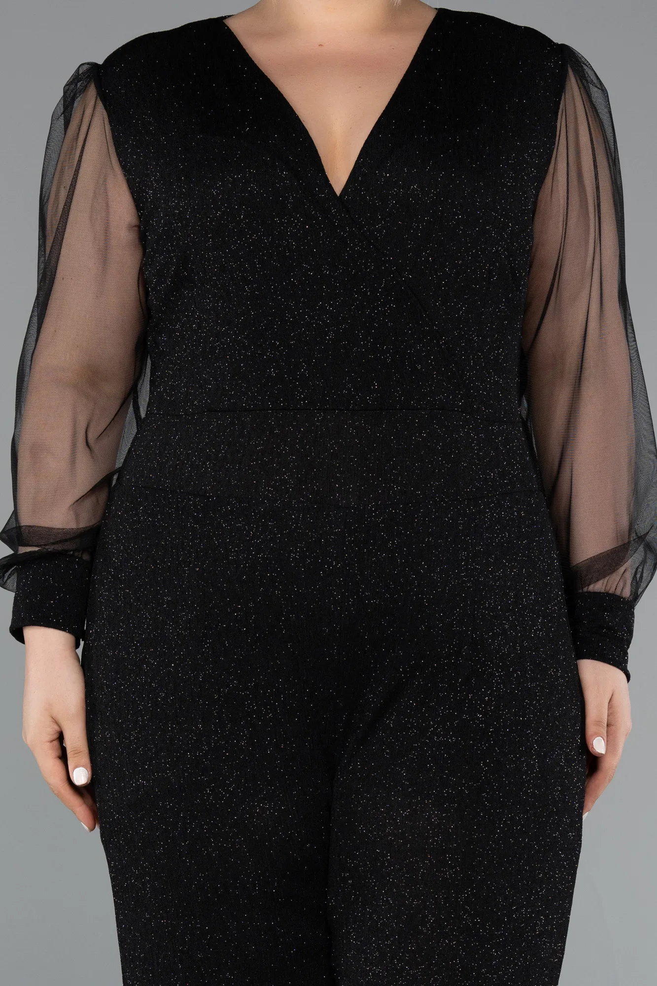 Black-Long Plus Size Cocktail Dress ABT131