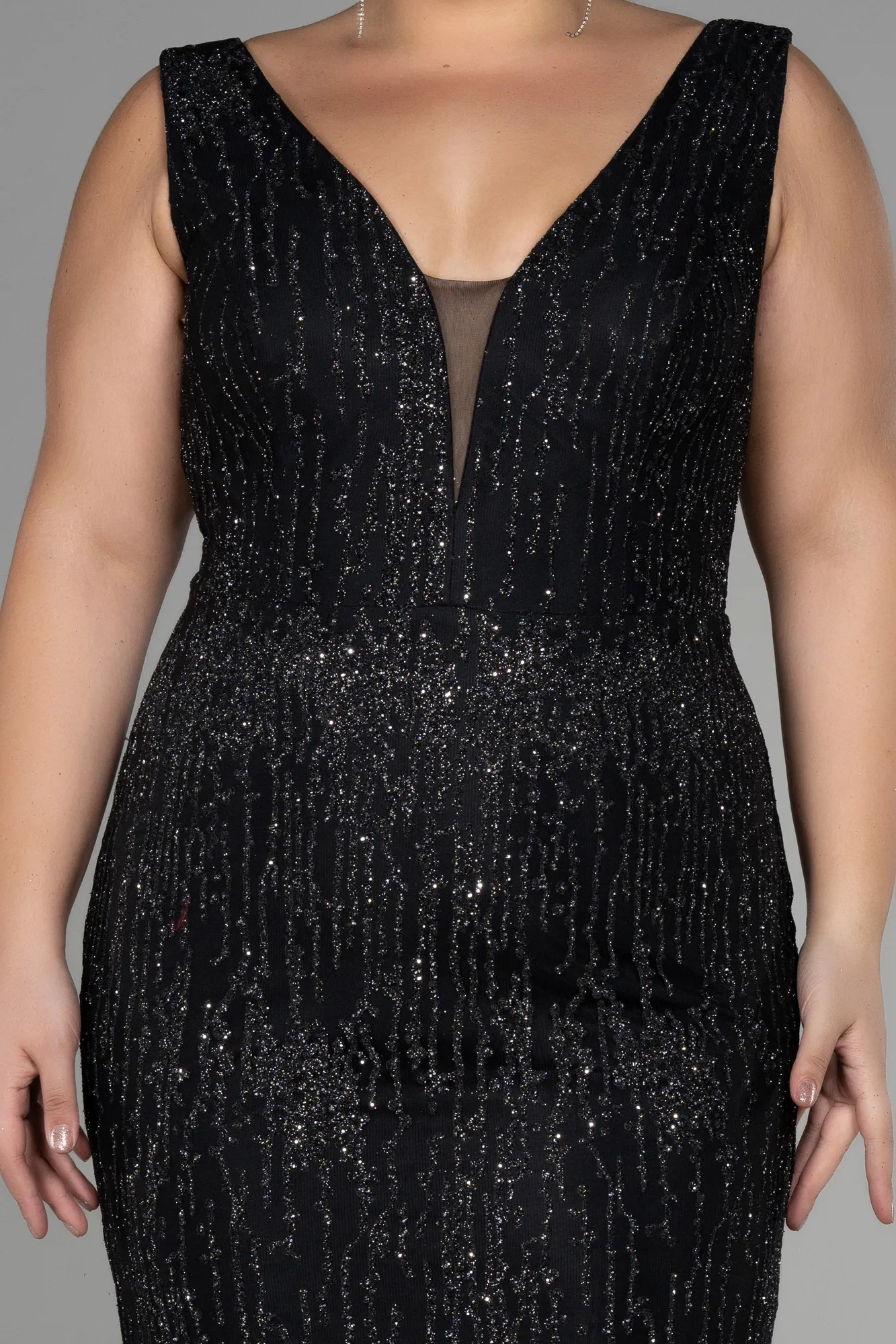 Black-Long Plus Size Engagement Dress ABU3368