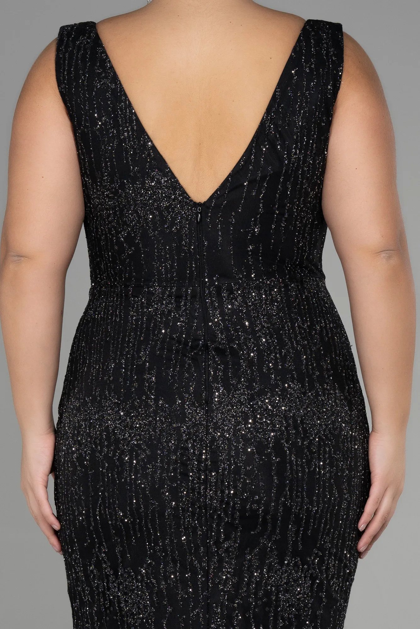 Black-Long Plus Size Engagement Dress ABU3368