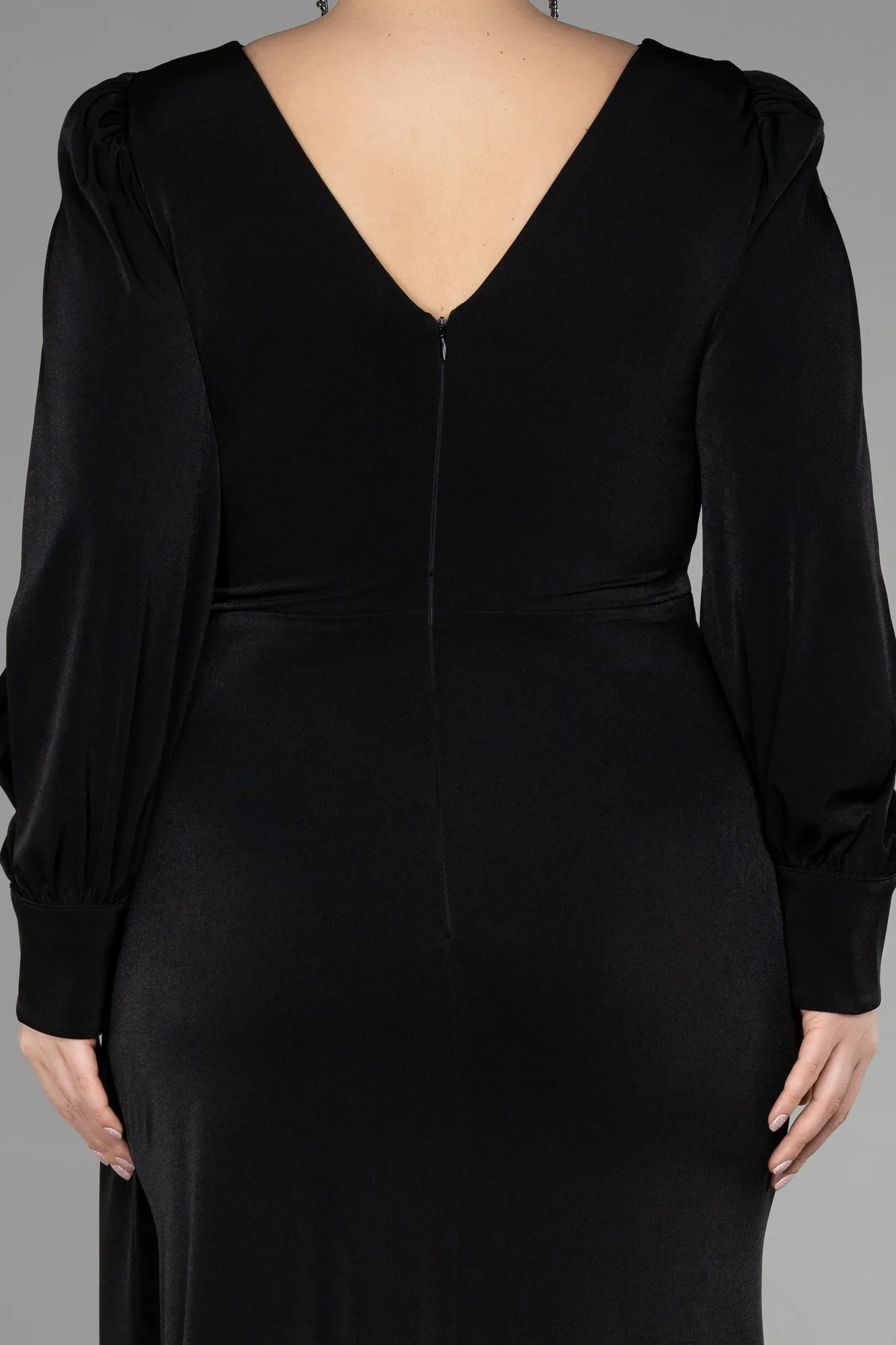 Black-Long Plus Size Engagement Dress ABU3578