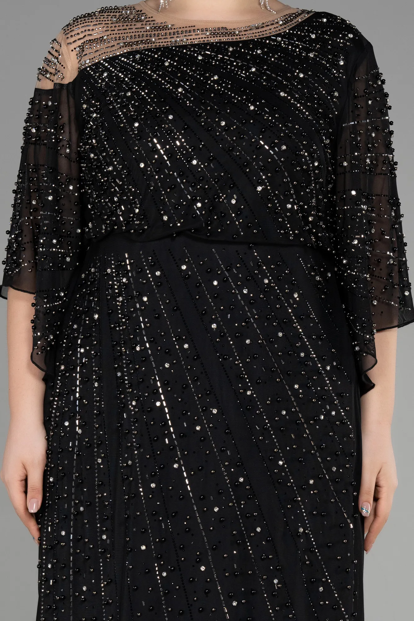 Black-Long Plus Size Engagement Dress ABU3650